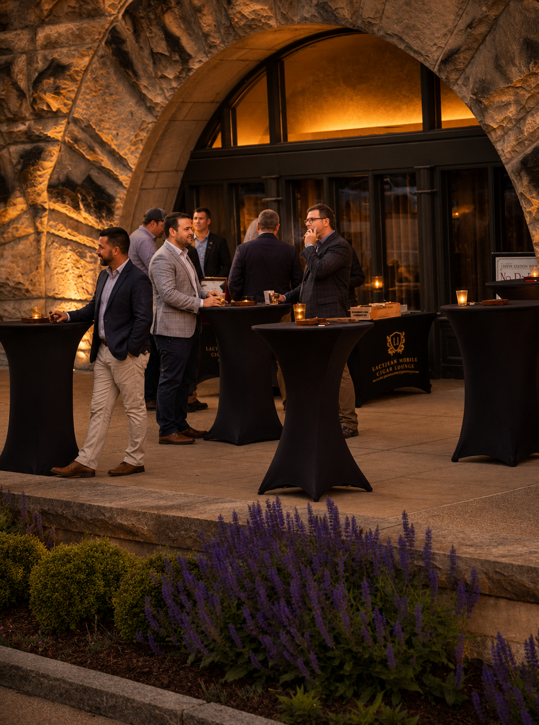 Outdoor Lounge Experience 

Our expanded outdoor lounge setups are designed to create a sophisticated cigar and social experience beyond the traditional setup. From luxury seating and cocktail tables to ambient lighting and curated lounge decor, we t
