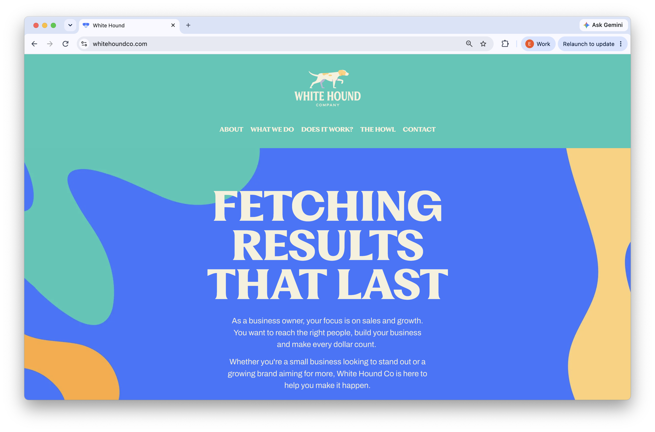 White Hound website homepage