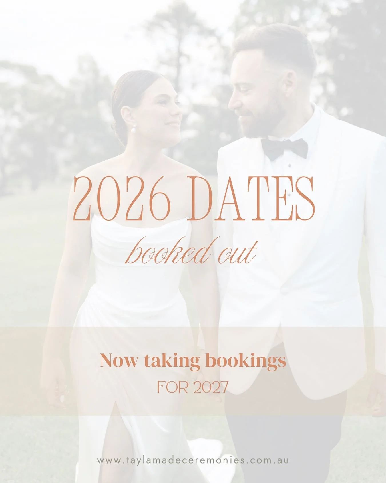 ⁣⁣⁣⁣⁣⁣⁣2026 is now officially booked out! 🎉 

I can&rsquo;t wait to marry so many awesome couples next year and to visit some seriously stunning venues.

If you are engaged and planning on getting married in 2027, my books are now open! I can&rsquo;
