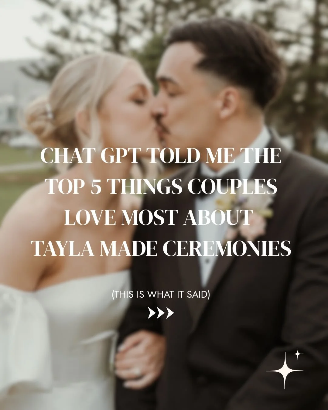 Ever wondered what it&rsquo;s 𝘢𝘤𝘵𝘶𝘢𝘭𝘭𝘺 like to have me as your celebrant?

I asked Chat GPT the top 5 things couples love most about Tayla Made Ceremonies...

This is what it said 👆