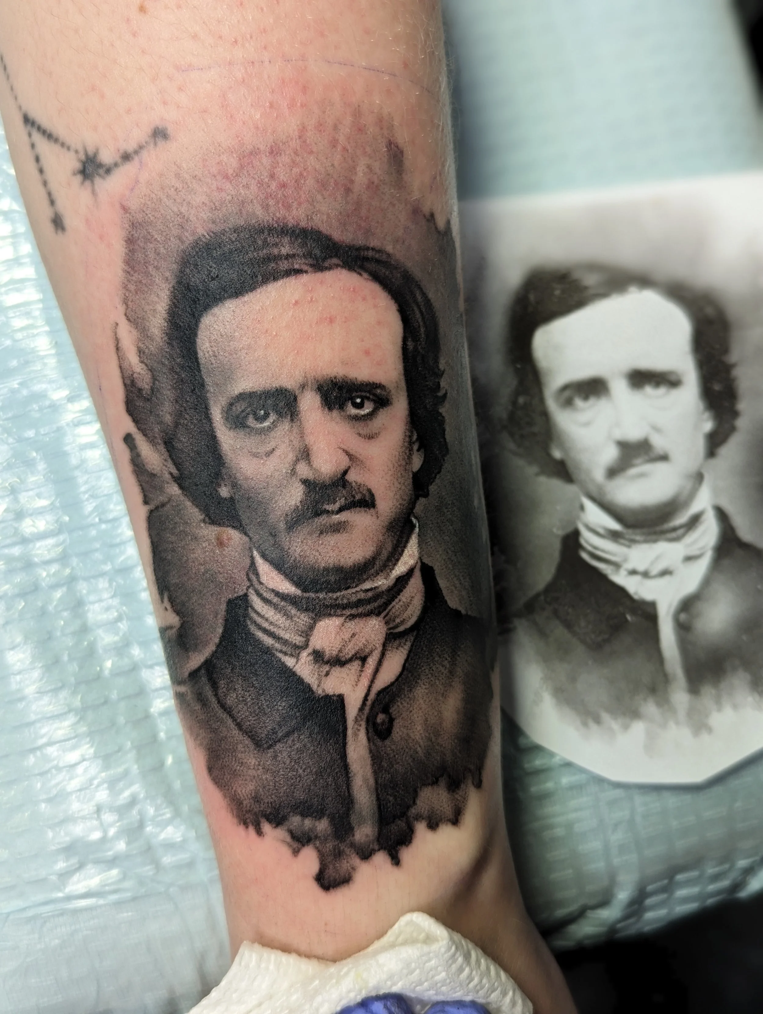black and grey portrait of Edgar Allan Poe