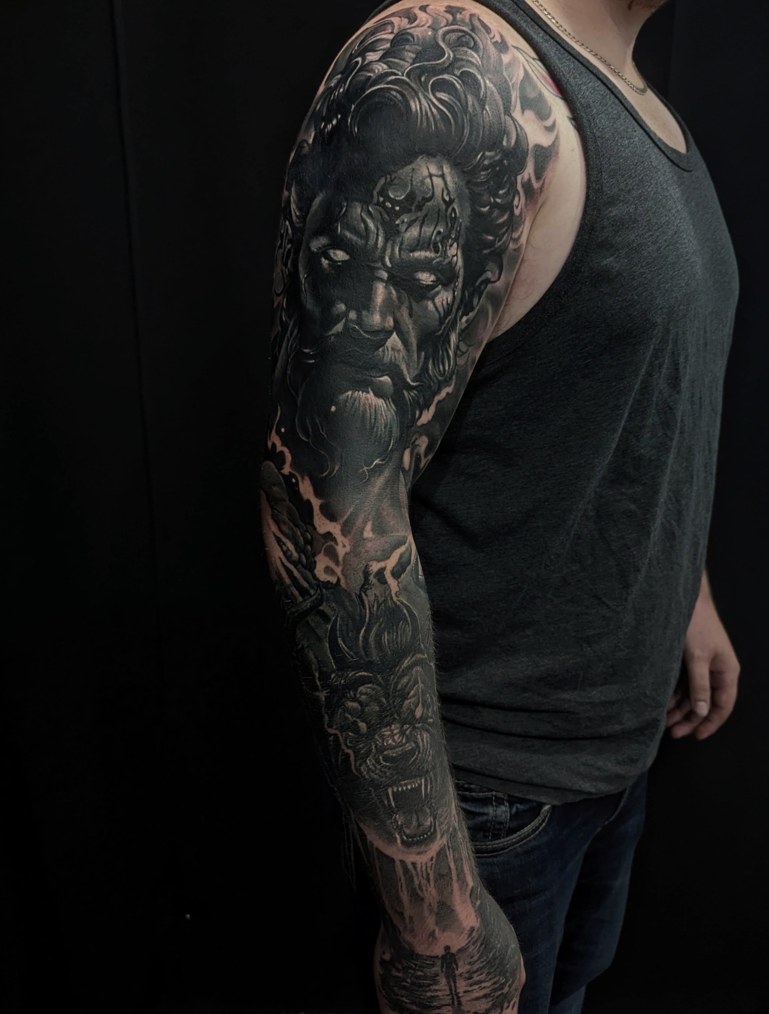 coverup sleeve with Hades and Cerberus