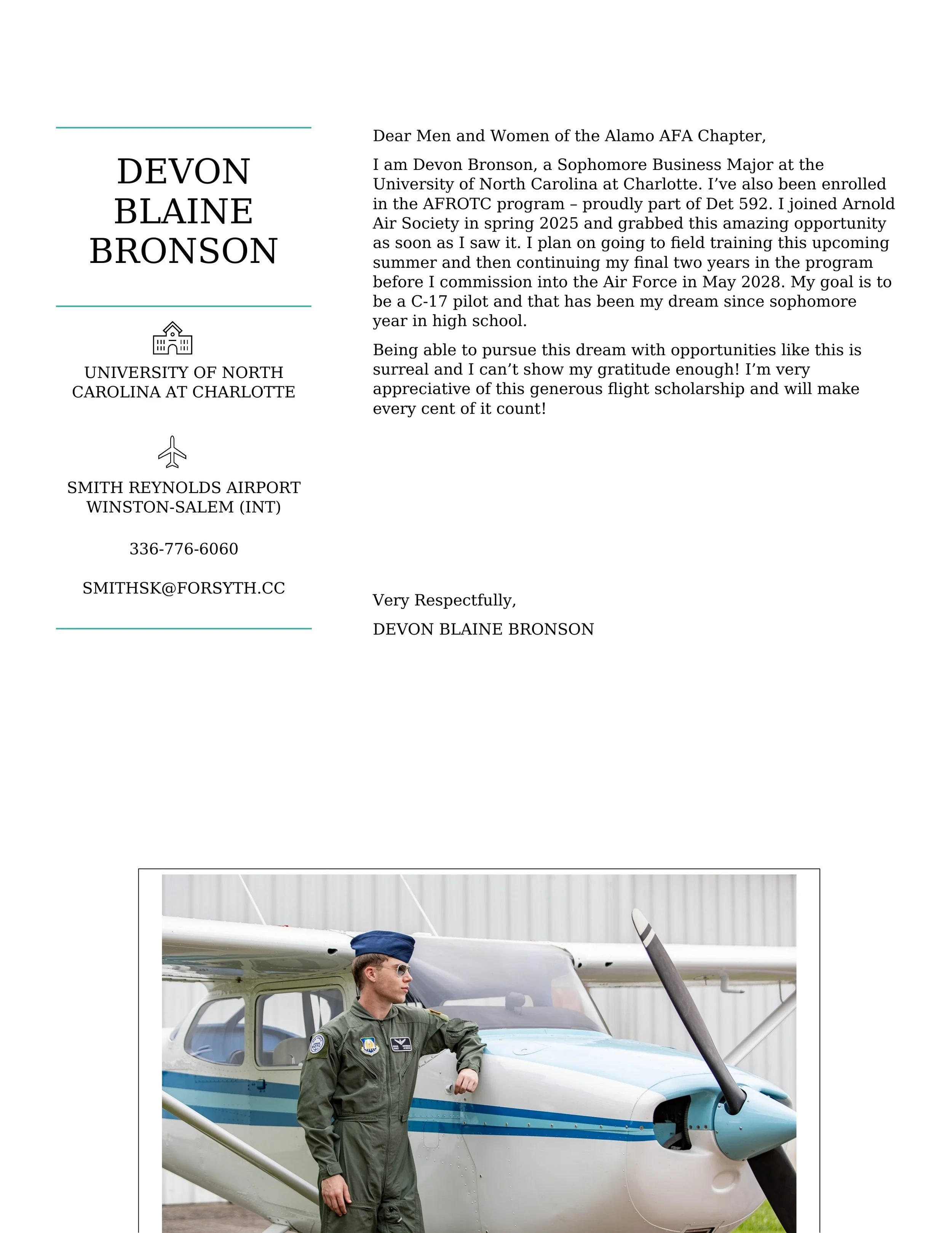 Bronson 2026 Flight Scholarship TY Notes AFA.jpg