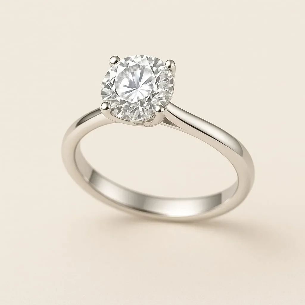 Classic solitaire diamond engagement ring handcrafted by Layaz New Zealand