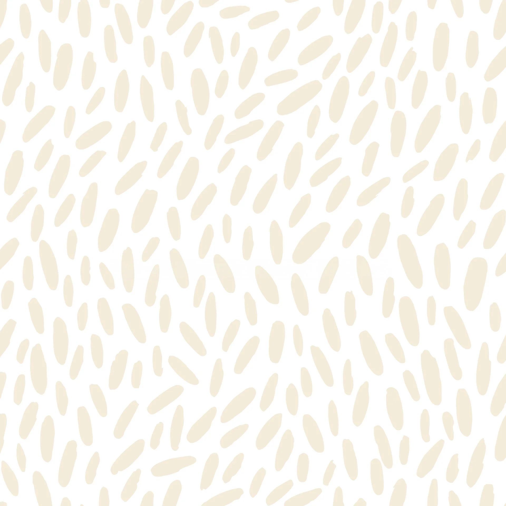 Strawng brand pattern made from scattered cream rice-grain shapes on a white background.