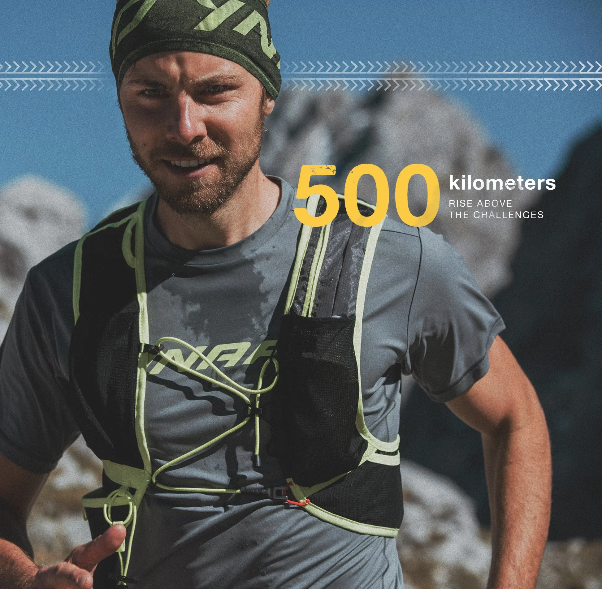 Ahon Culturally Eco Conscious brand concept featuring a trail runner and heritage-inspired graphic details.
