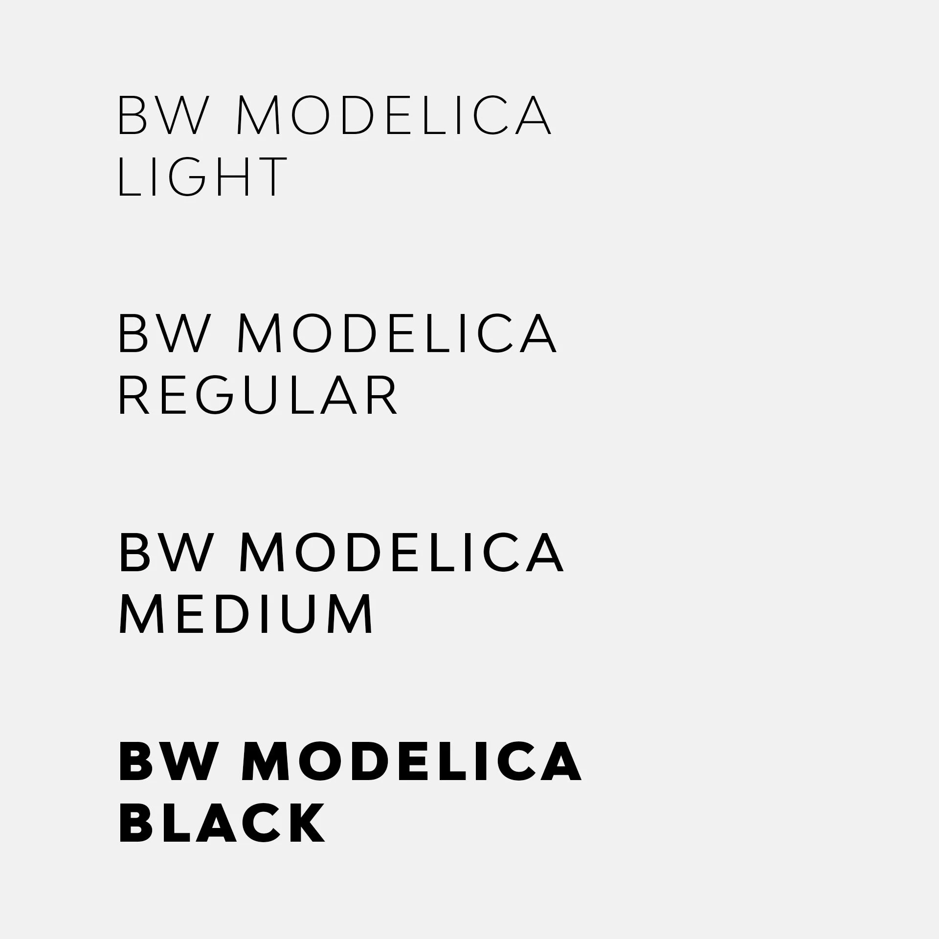 Ahon brand typography showing BW Modelica in Light, Regular, Medium and Black weights.