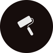 Paint roller icon on a black background