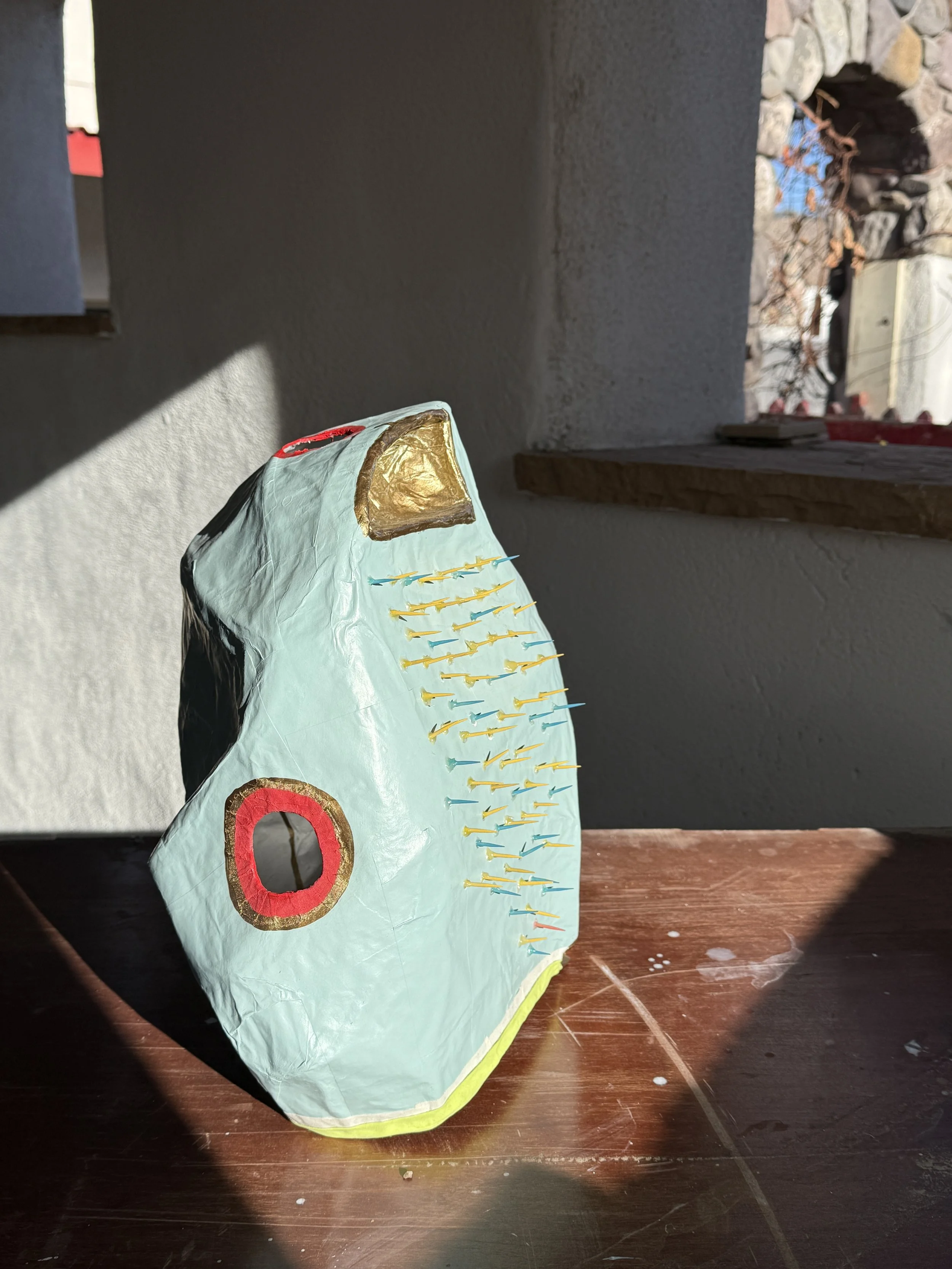 MODERN: Blue with Wood Spikes