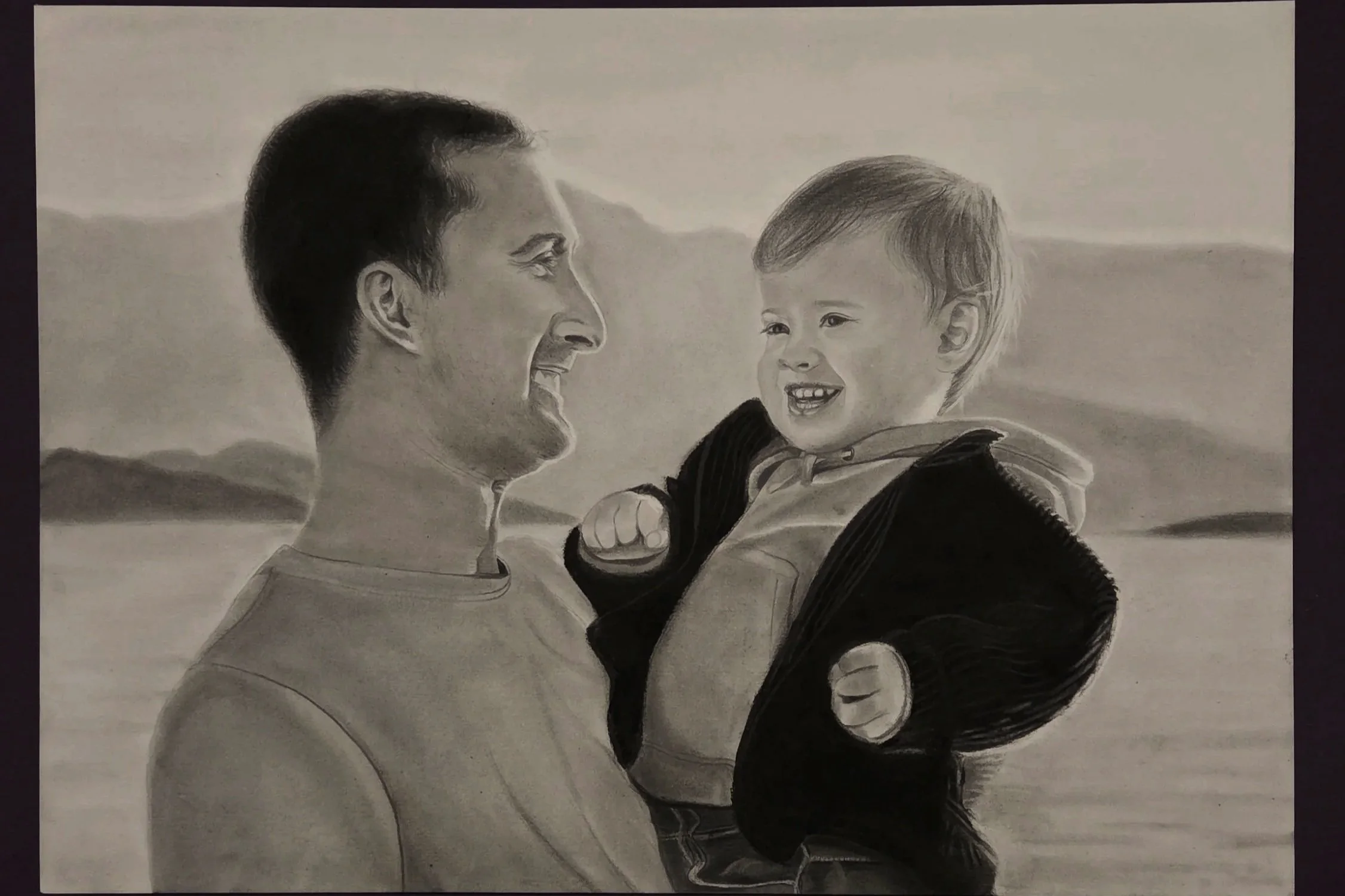 'Father & Son' Commission in pencil and charcoal