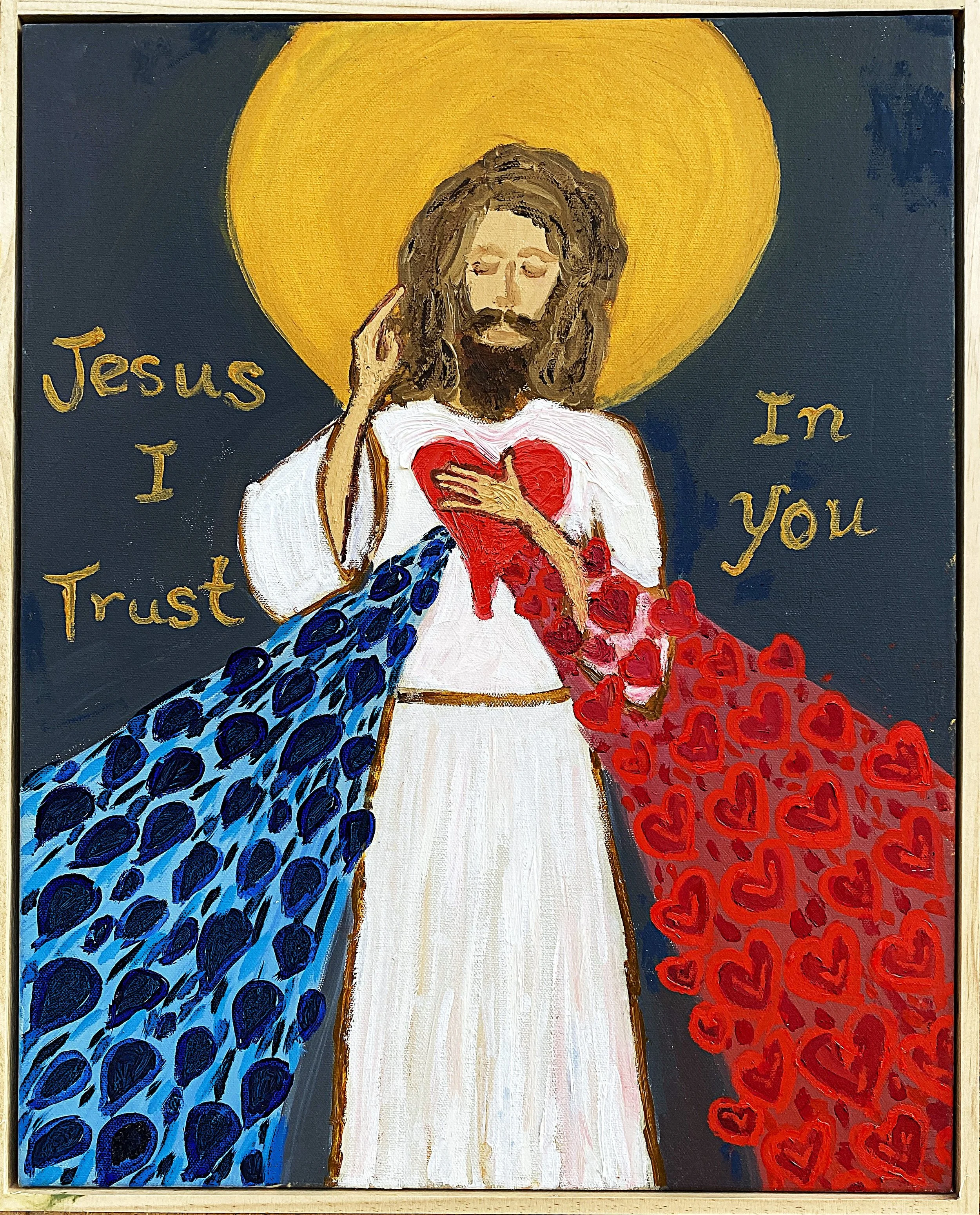 Divine Mercy Painting Recreated, famous catholic saint Faustina had a vision of divine mercy, this is a  modern take on a very old and famous image