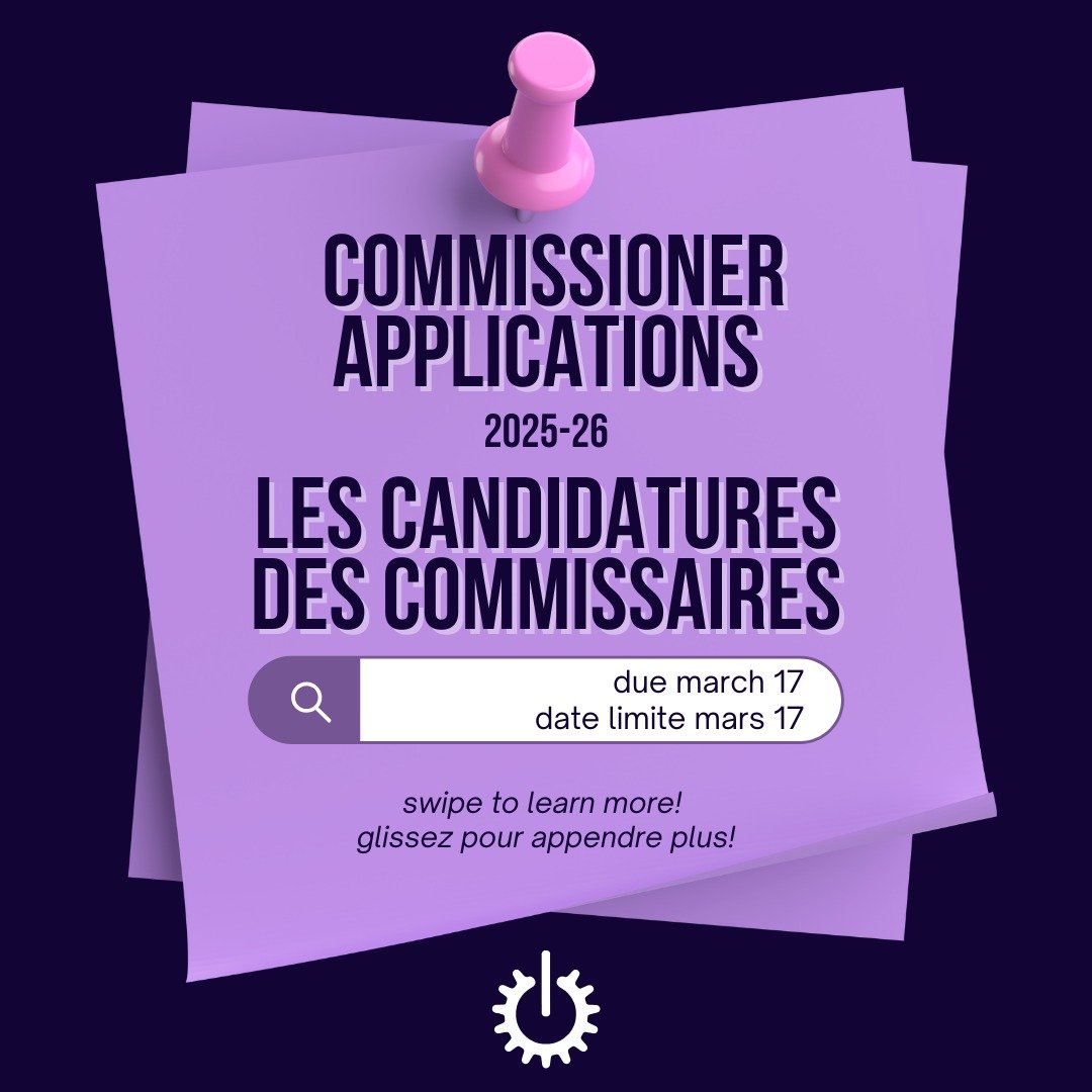 CFES Board Chair and Commissioner applications are NOW OPEN! There are so many amazing opportunities available to work with an awesome team! Please submit your application(s) by March 17th, 2025 at 11:59pm and email incoming.president@cfes.ca with an