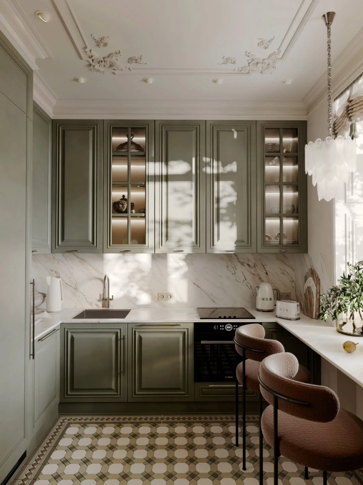 Kitchens!
We all love huge, luxurious kitchens... but sometimes reality hits, and you're working with a small space! True good design isn't about having the perfect canvas- it's about maximizing what's given, both aesthetically and functionally. 🌟
A