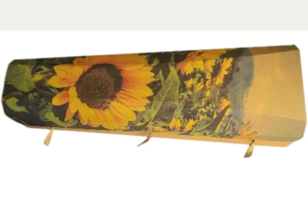 Outside the box casket - sunflower field