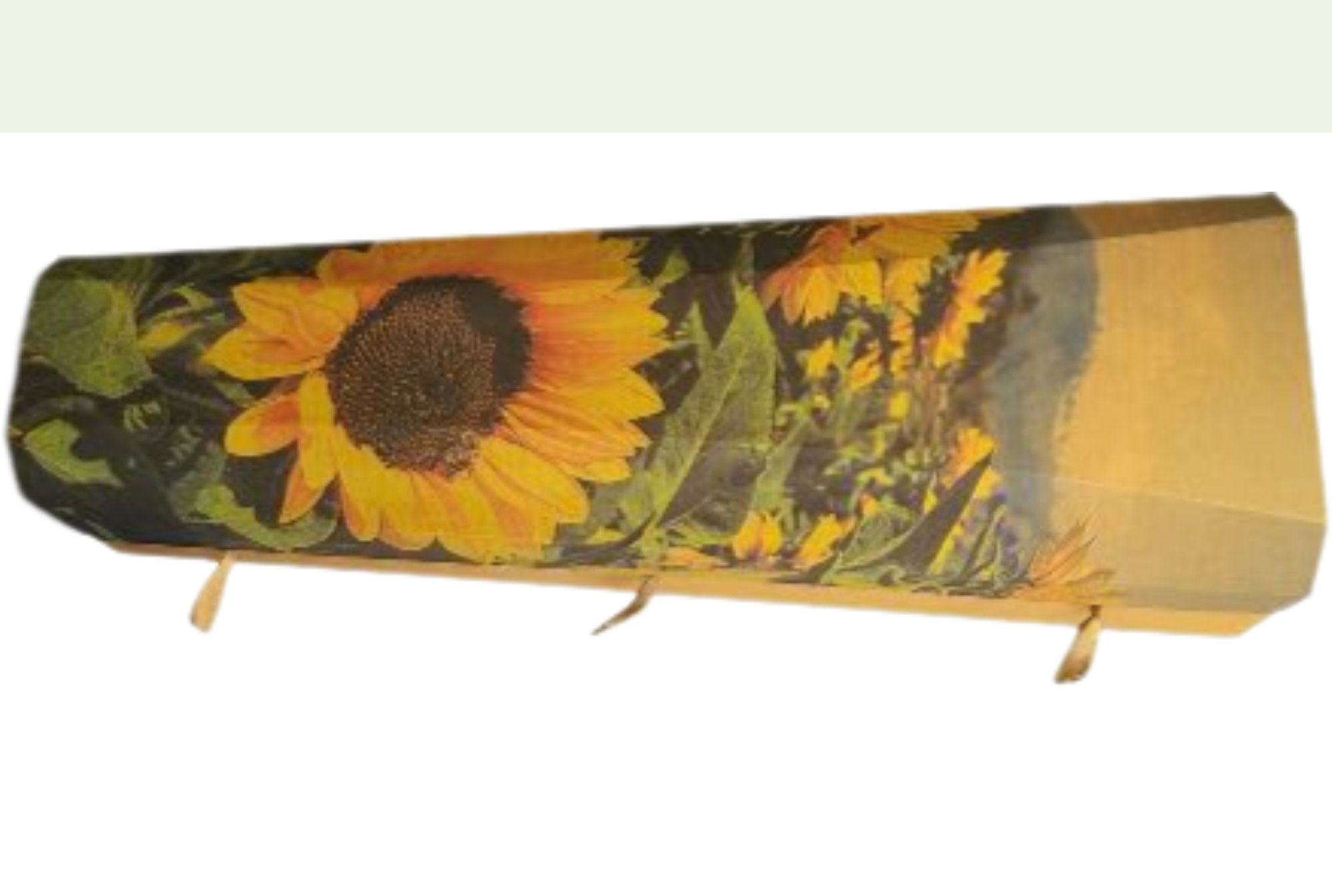 Outside the box casket with sunflower field design