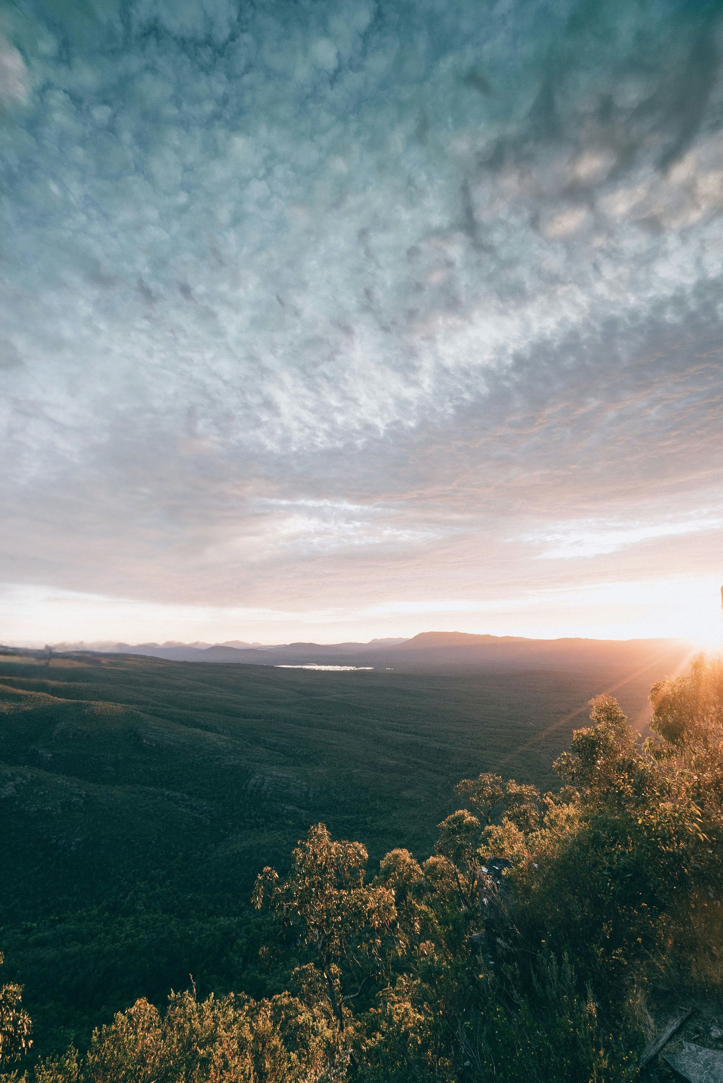 Grampians National Park at sunset with clouds in the sky