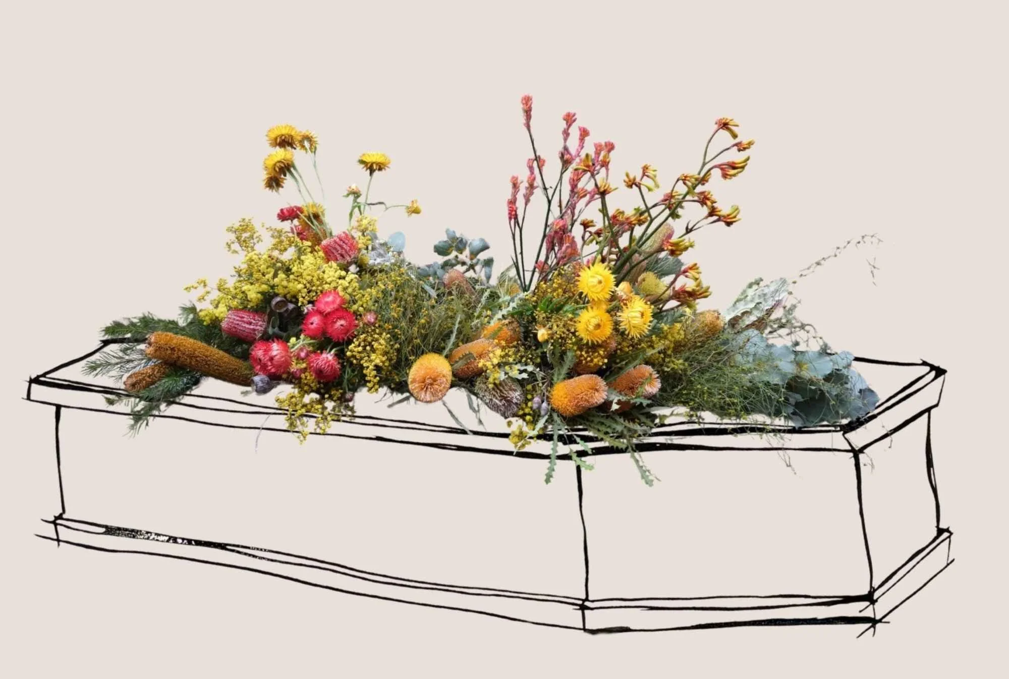 Large Colourful Wildflower casket cover by BESS