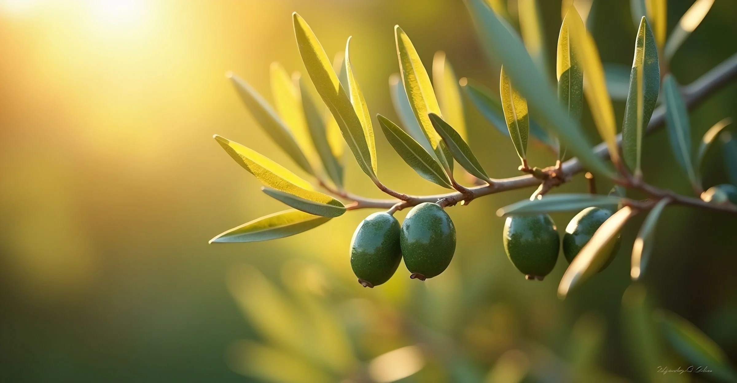 Olive branch in afternoon sun
