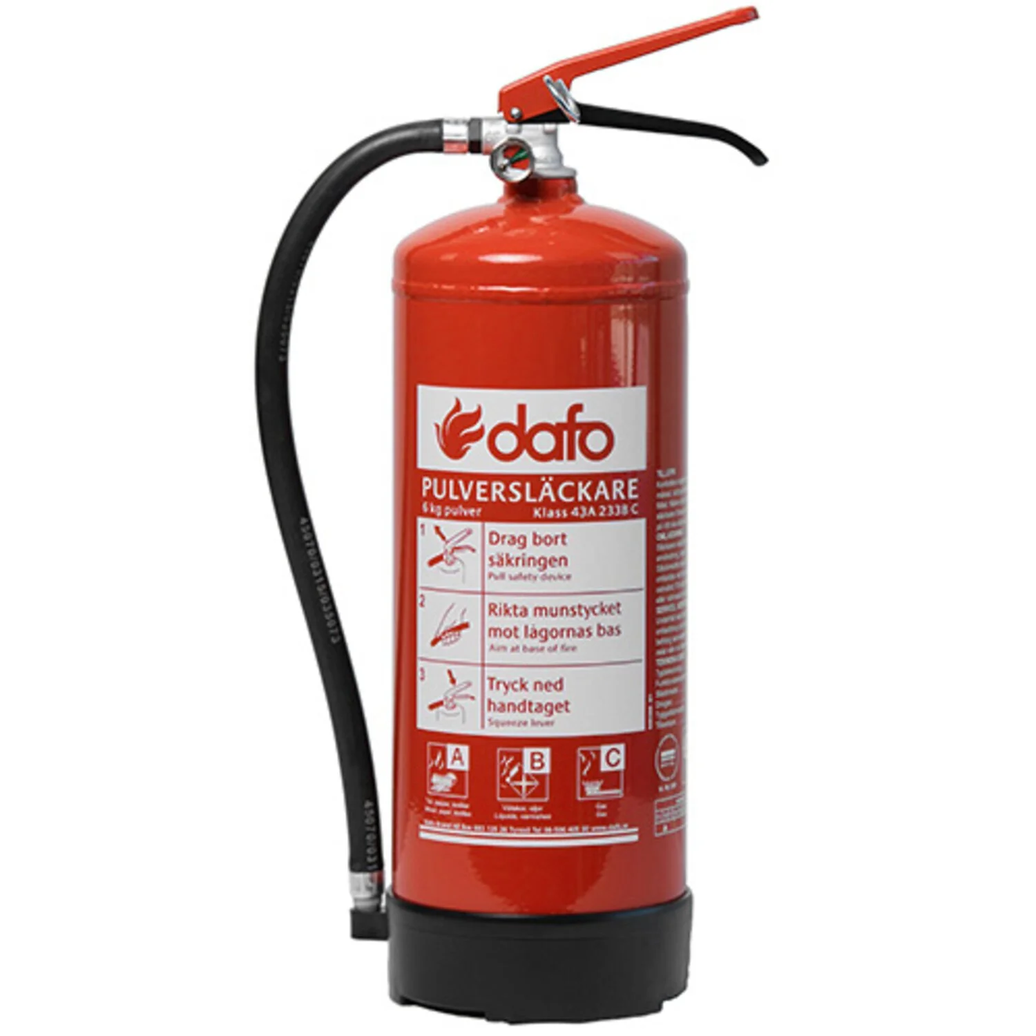Pulverslukker 6 kg — Dafo PDE 6 (43A 233B C)