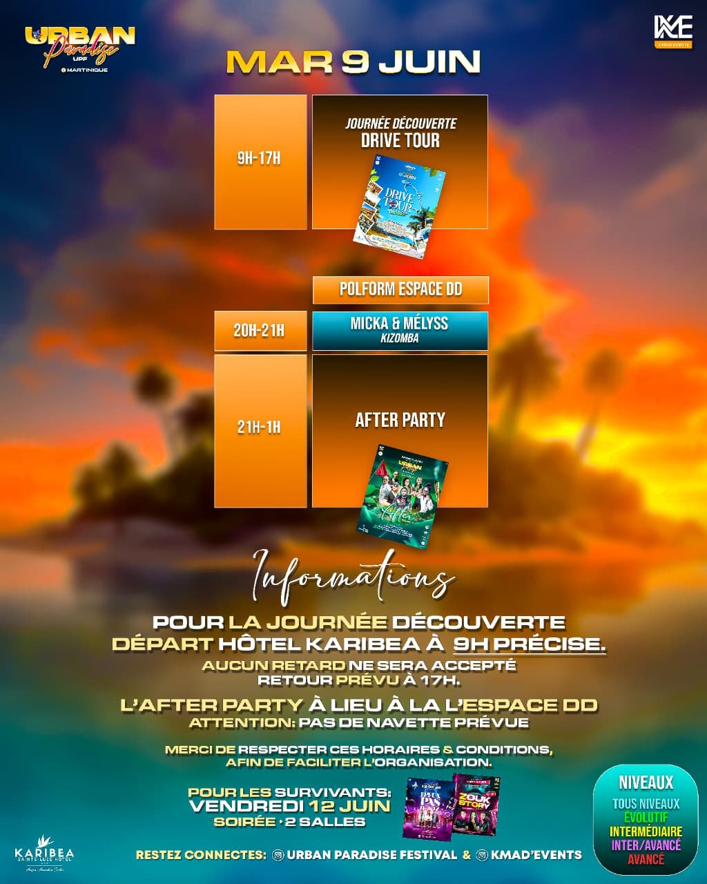 Programme mardi 9 juin - Drive Tour & After Party