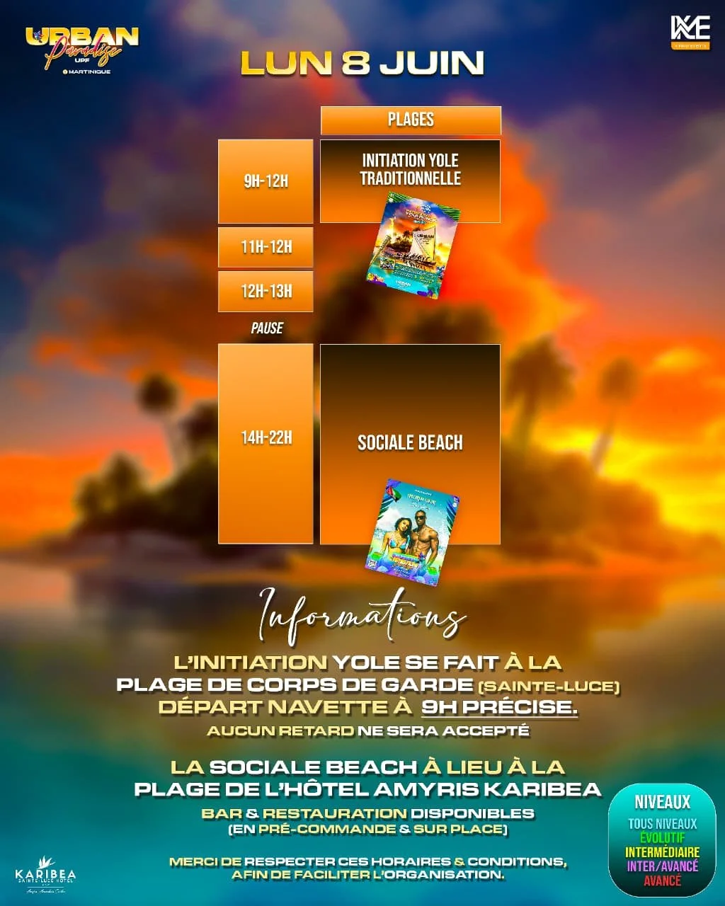 Programme lundi 8 juin - Initiation Yole & Sociale Beach