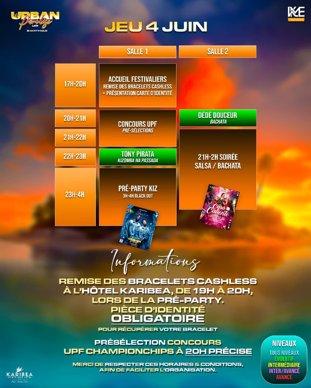 Programme jeudi 4 juin - Concours UPF & Soirée Salsa/Bachata