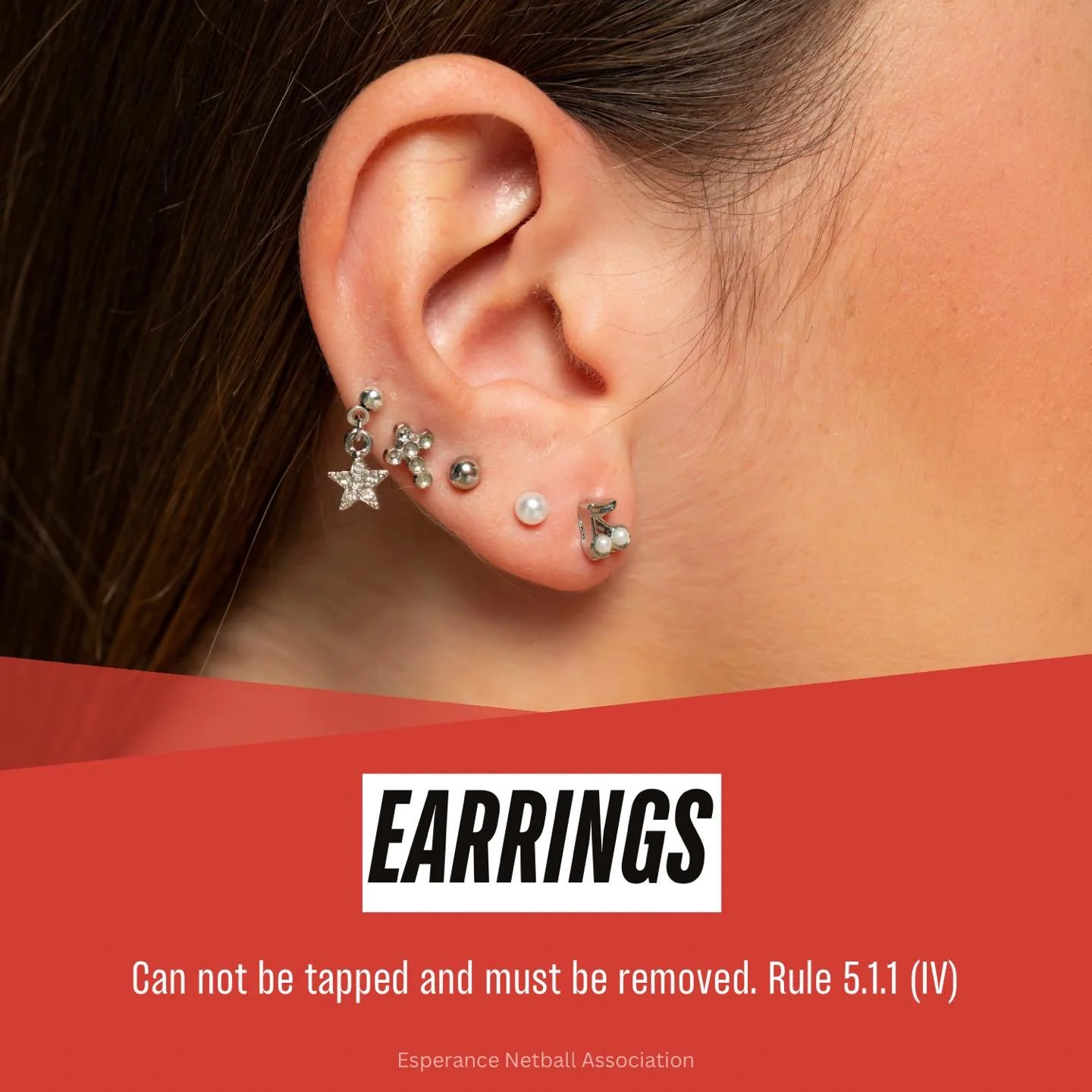 ❌🚨 REMINDER 🚨❌

Earrings can not be tapped and must be removed before taking the court.