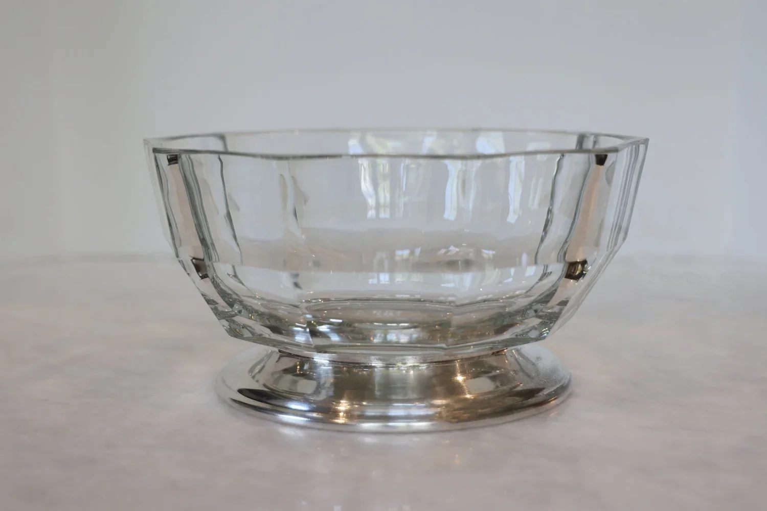 VINTAGE CRYSTAL BOWL WITH SILVERPLATE TRIM - SOLD