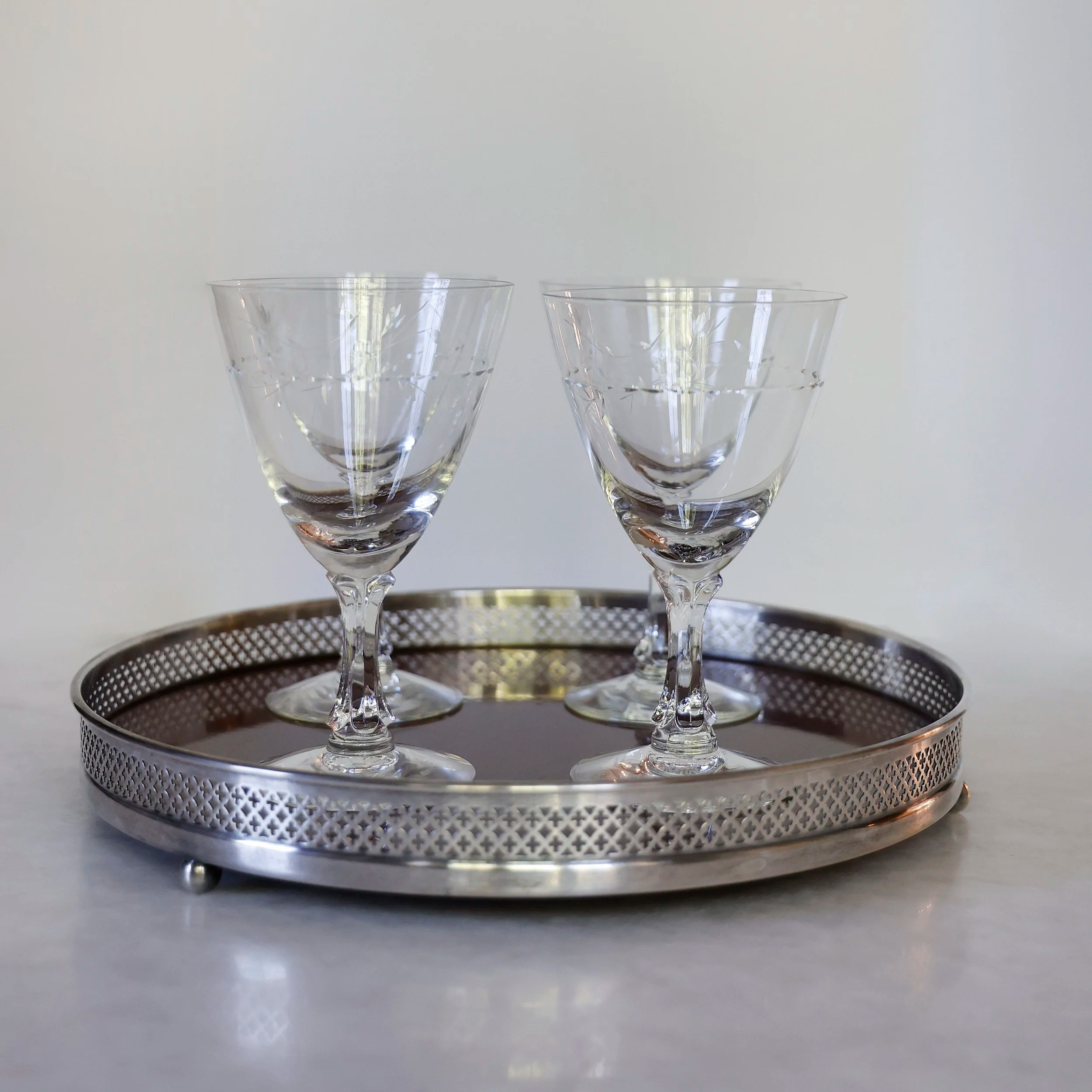VINTAGE ETCHED GOBLETS