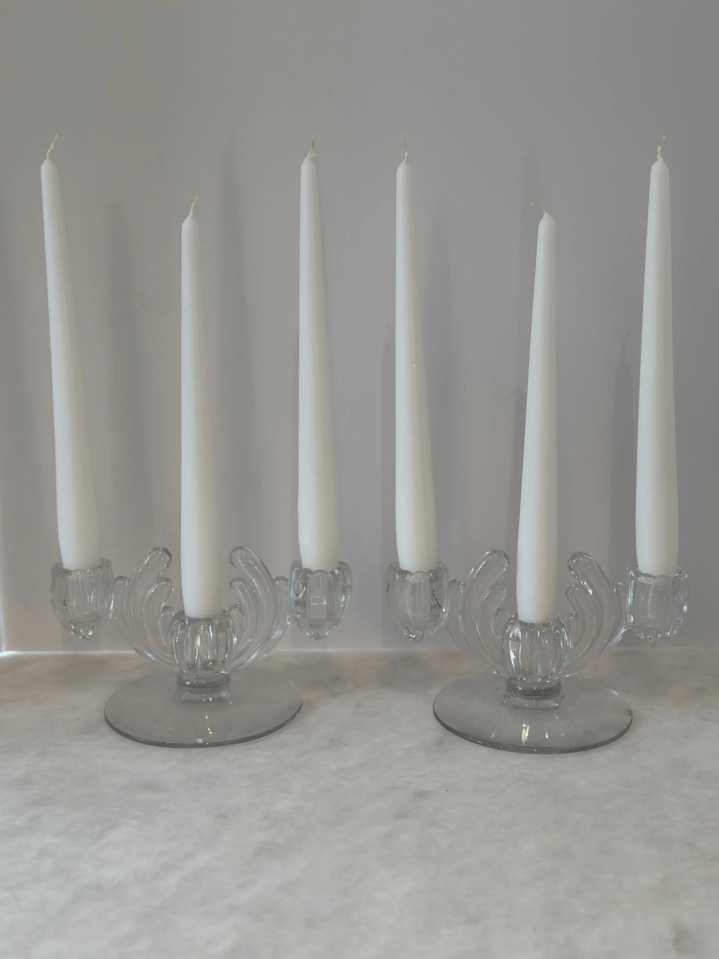 VINTAGE GLASS CANDLEABRAS 