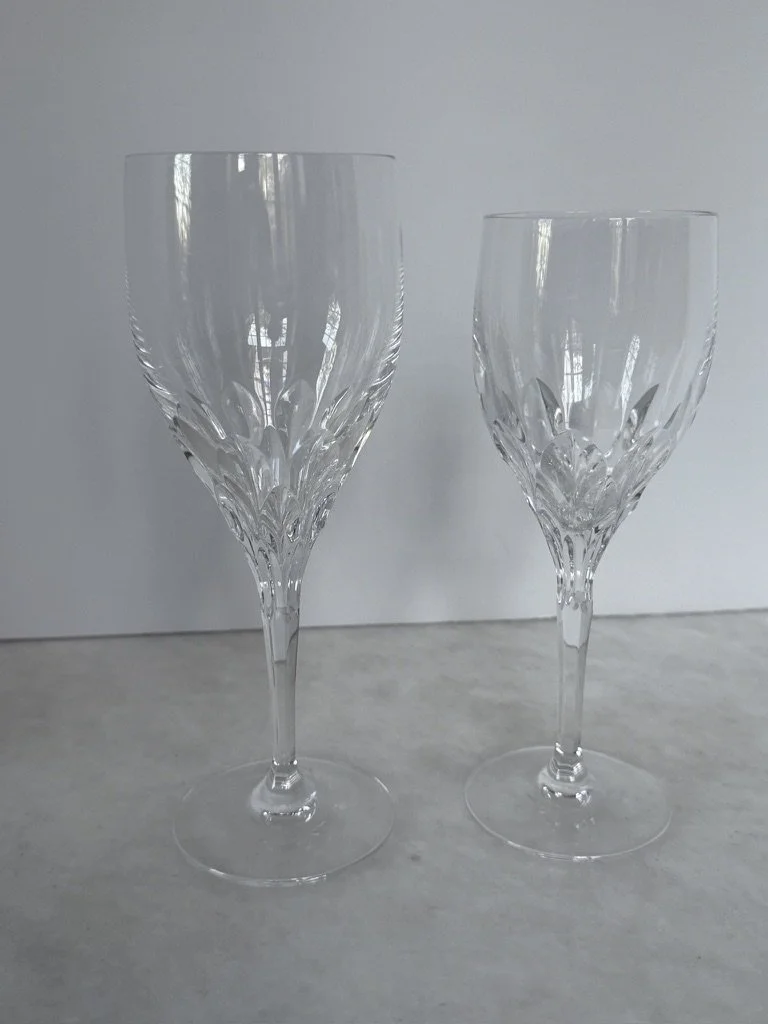 GORHAM DIAMOND CLEAR CRYSTAL SET OF 12 WINE AND WATER GLASSES 
