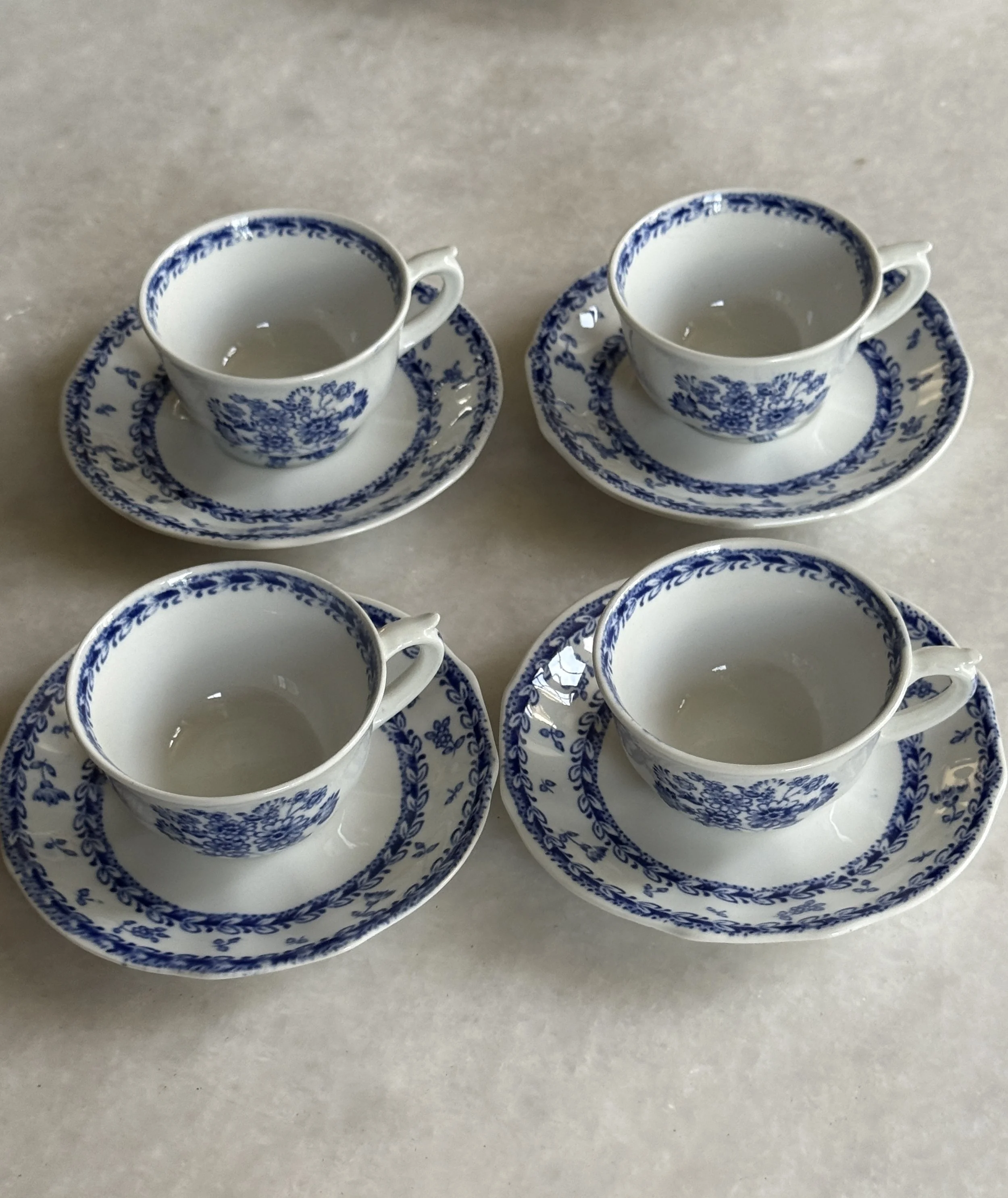 VINTAGE BLUE/WHITE ESPRESSO CUPS - SET OF 8 - SOLD 