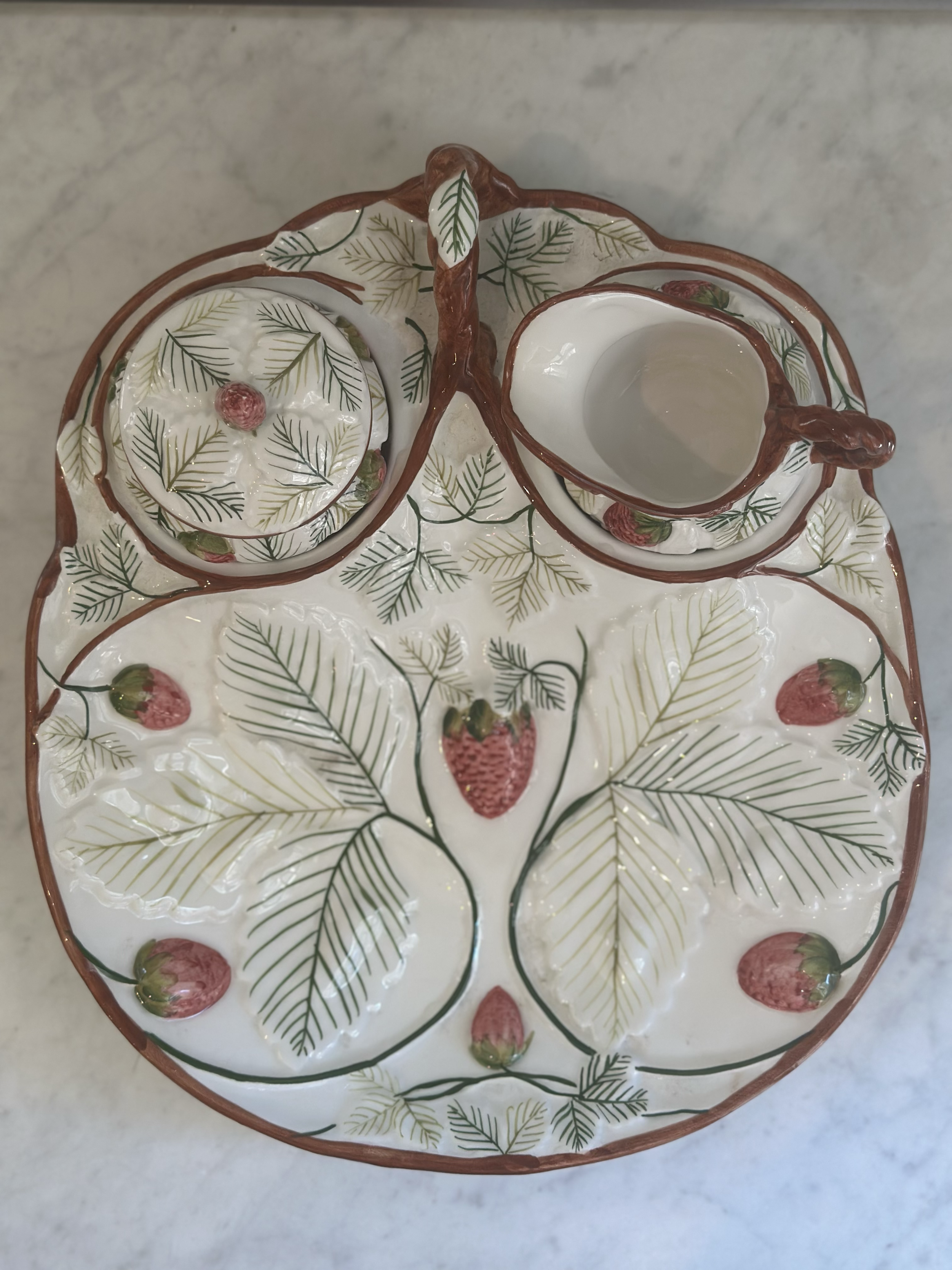 VINTAGE TIFFANY & CO. TRAWBERRY SET - WITH CREAMER AND SUGAR BOWL  - SOLD 