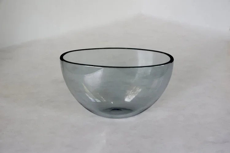 VINTAGE BLUE GLASS ORREFORS SIGNED BOWL