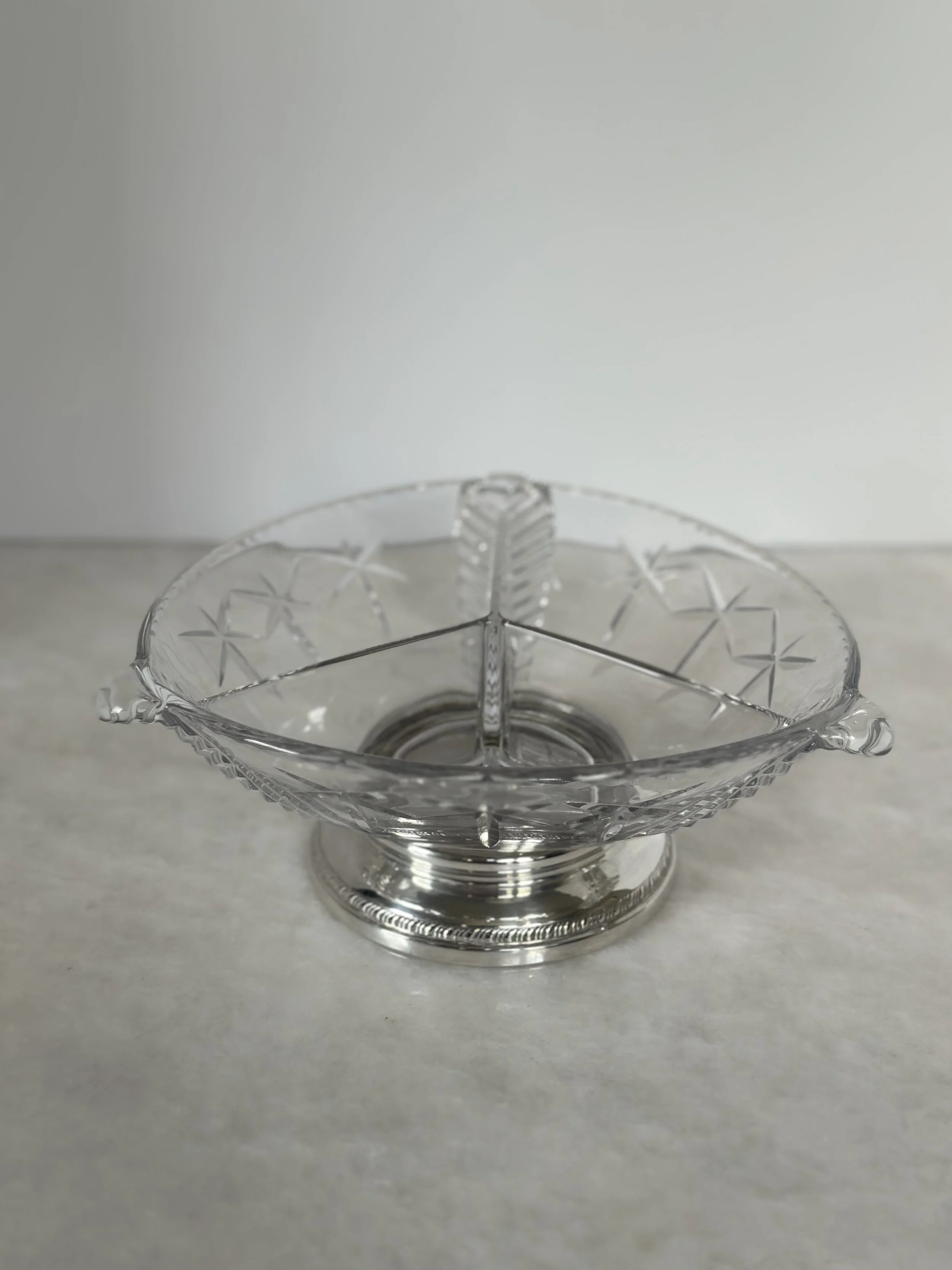 VINTAGE TRIO STERLING BASE CRYSTAL BOWL  - SOLD 