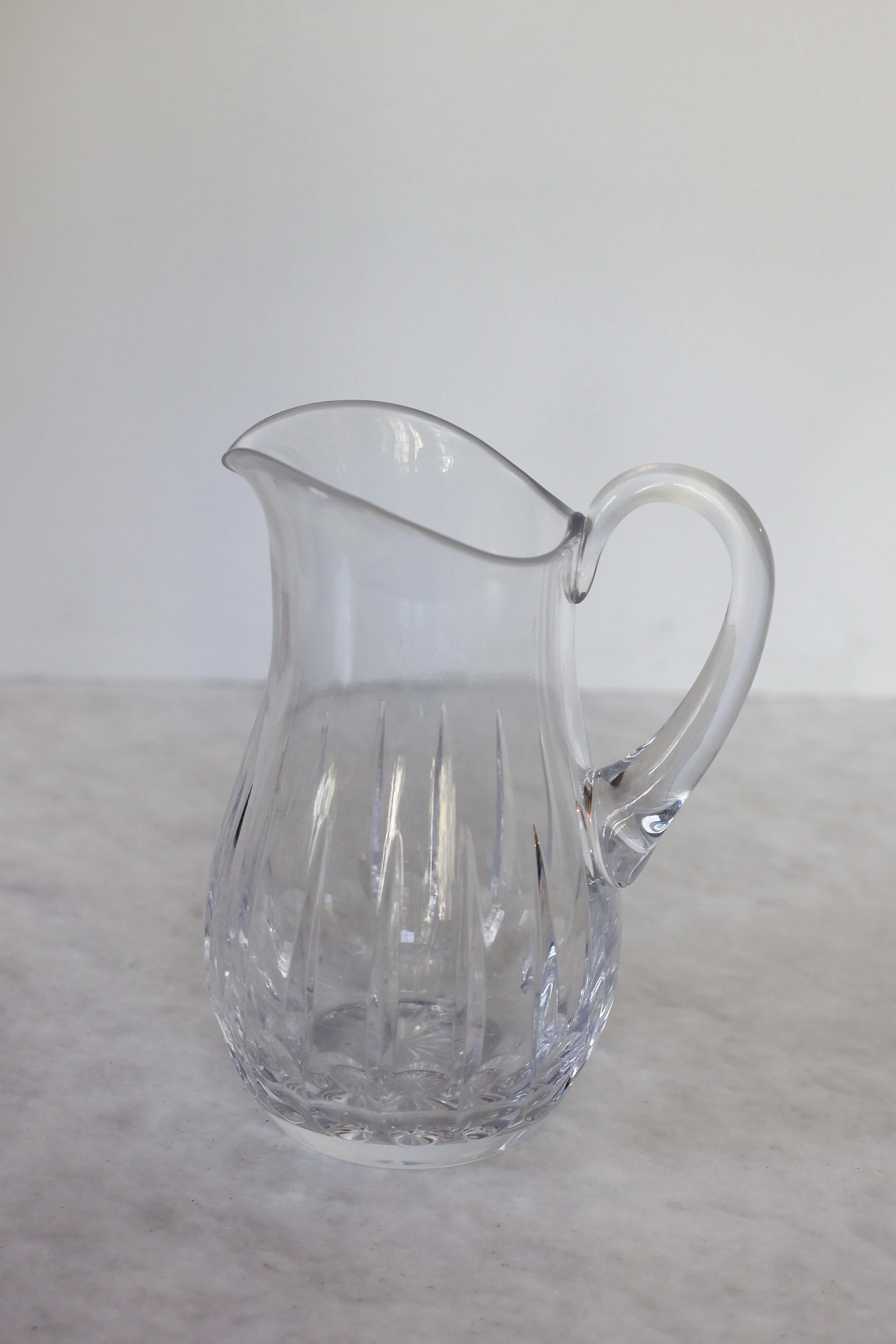 VINTAGE SOLID CUT CRYSTAL PITCHER 