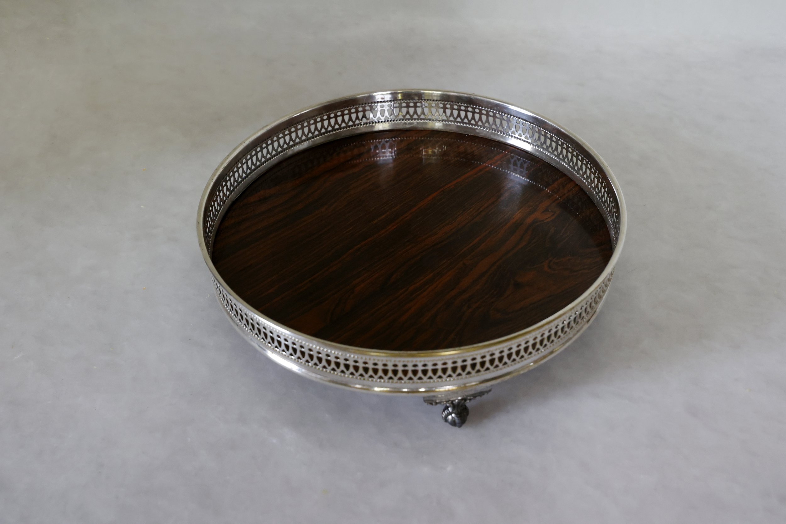 VINTAGE PIERCED TRAY WITH FEET 