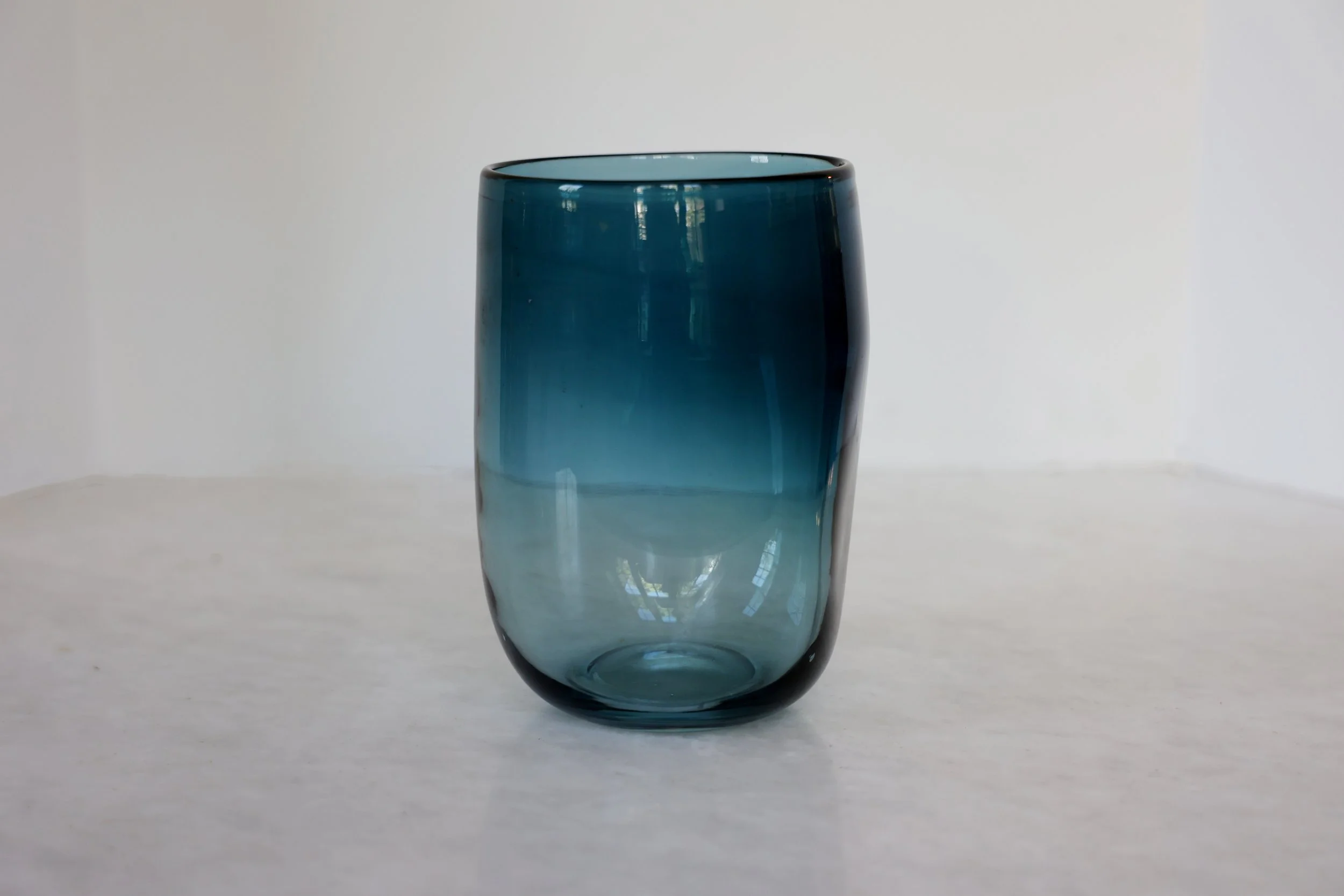VINTAGE HANDBLOWN SMOKED BLUE VASE