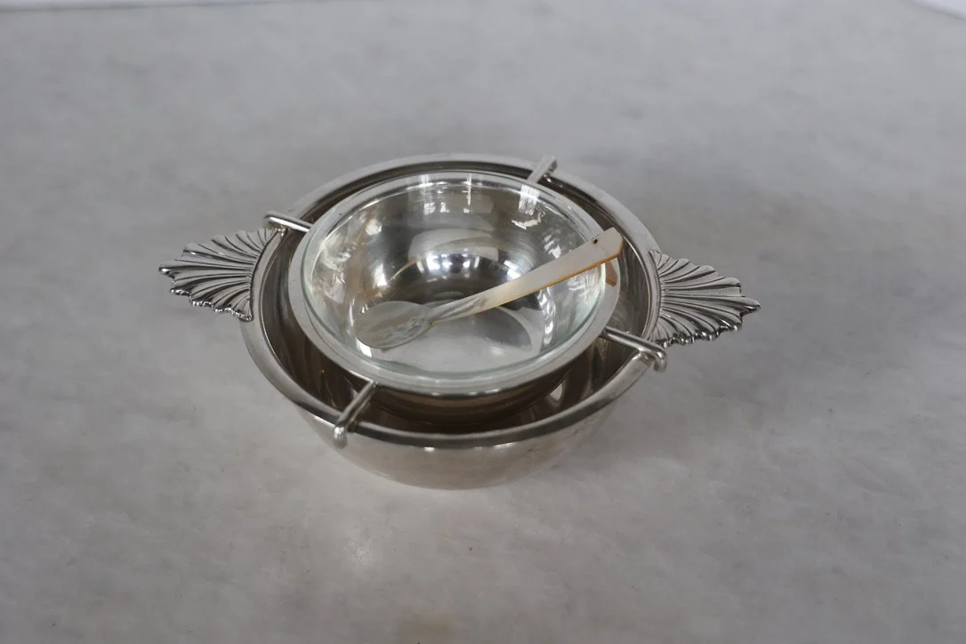 VINTAGE NYC 21 CLUB SILVERPLATE CAVIAR BOWL 