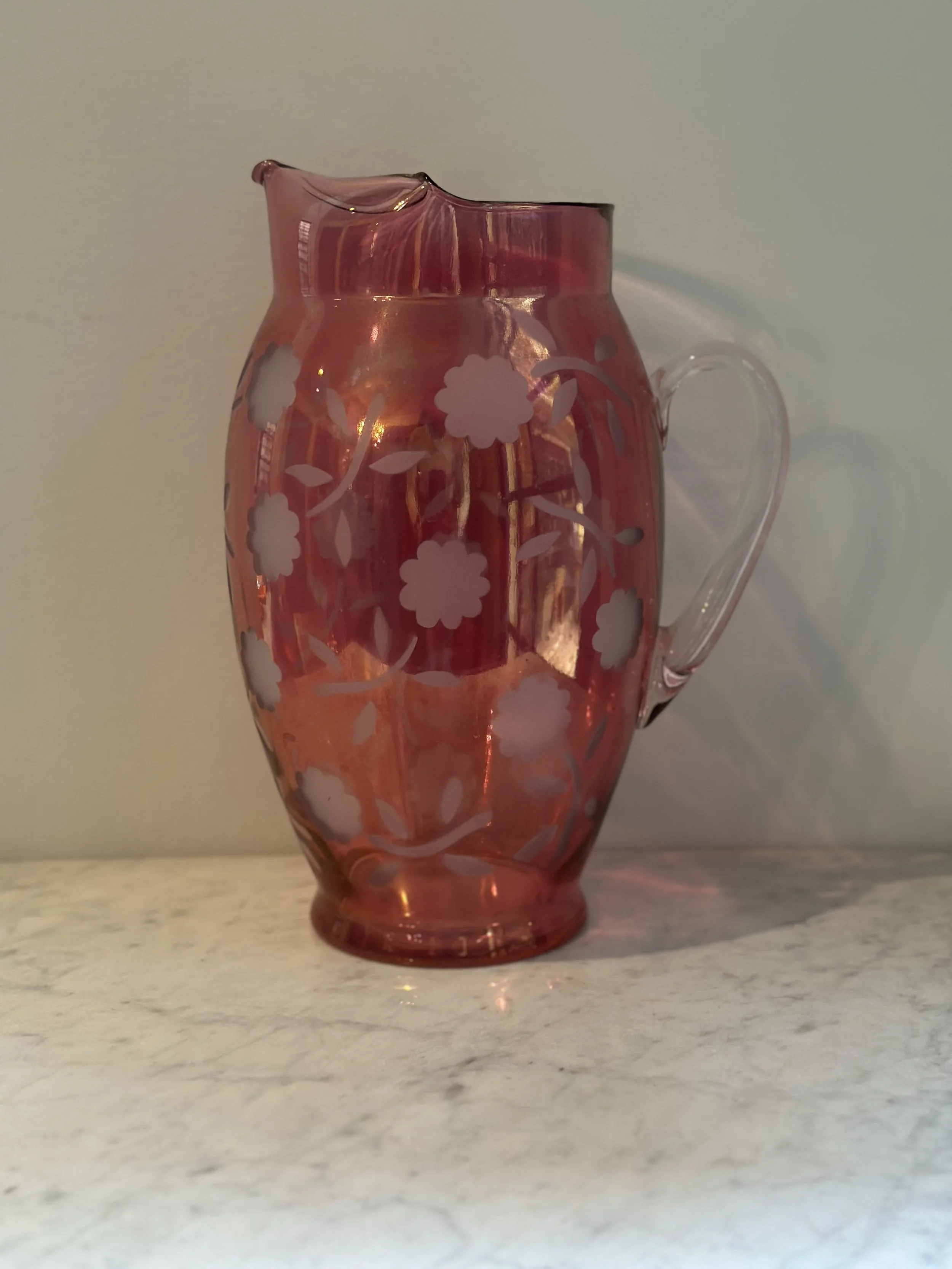VINTAGE CRANBERRY GLASS PITCHER - SOLD 