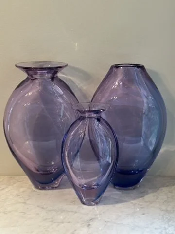 ITALIAN MURANO GLASS VIOLET  VASES — SOLD