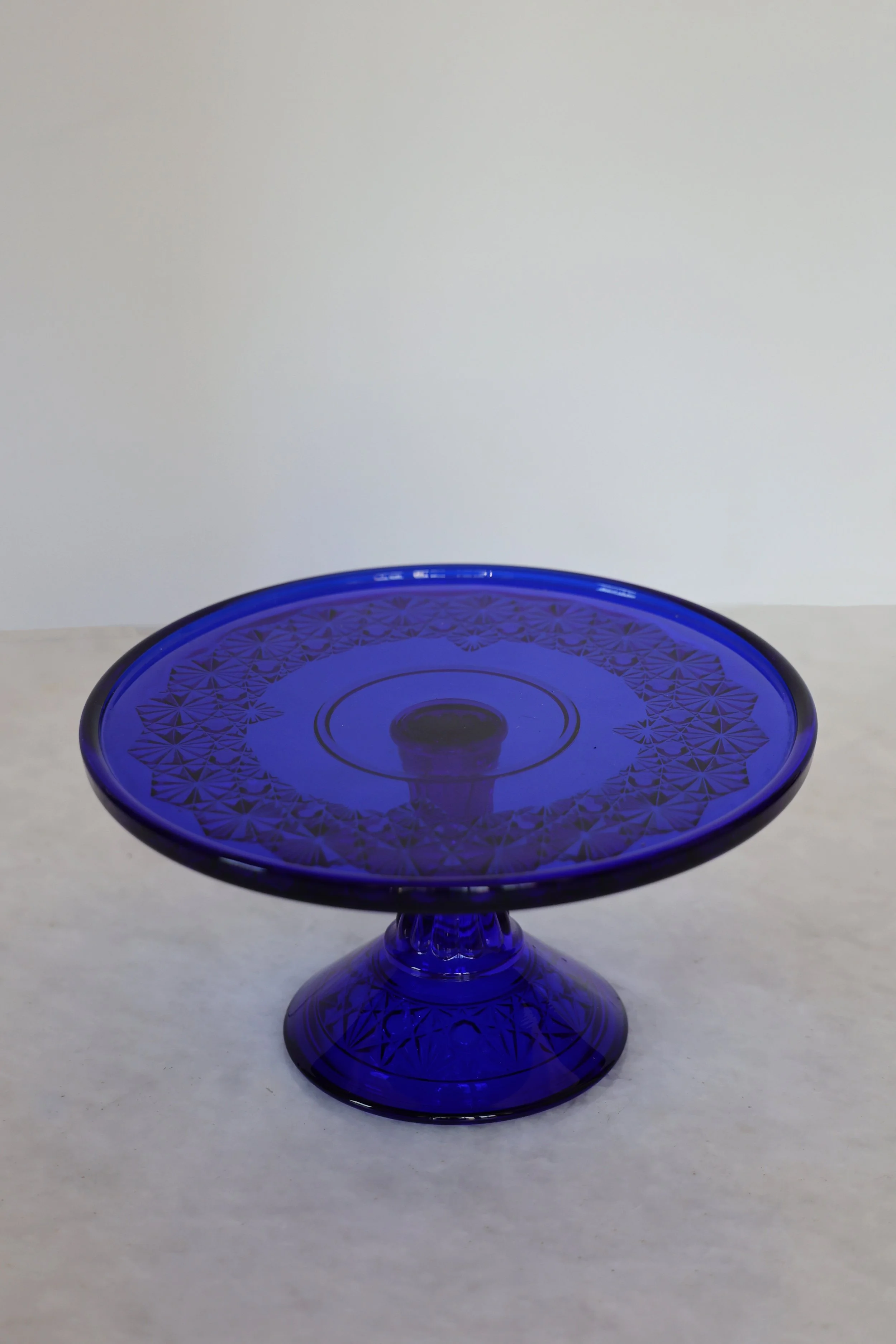 VINTAGE COBALT BLUE CAKE STAND 