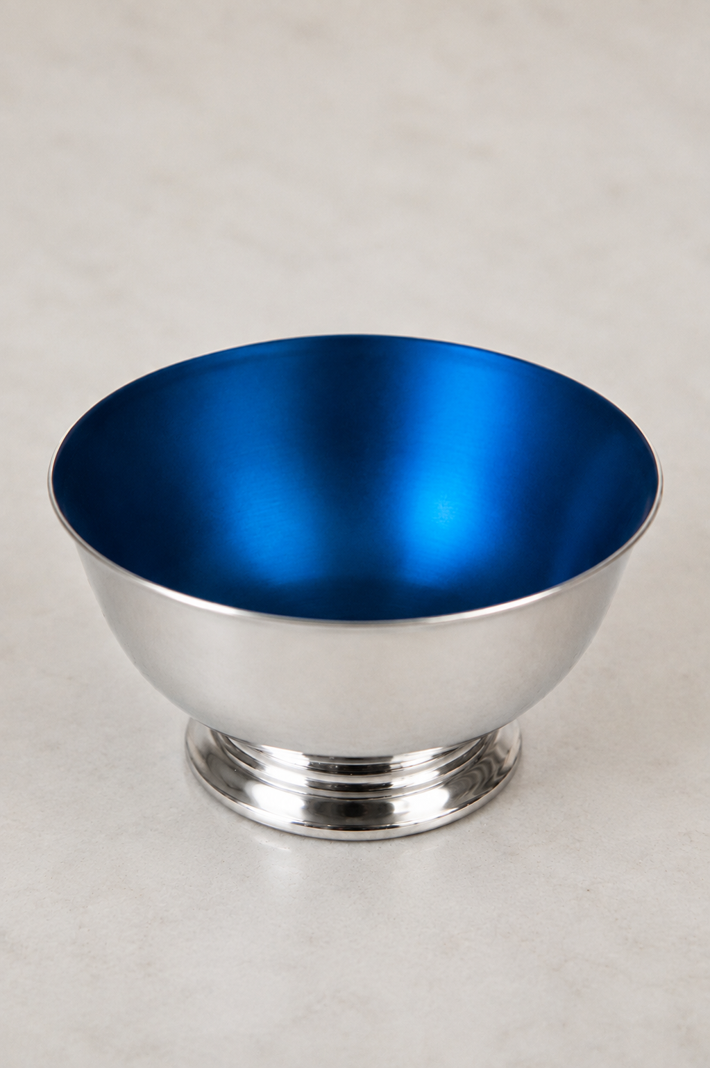 REED & BARTON BOWL WITH BLUE INTERIOR