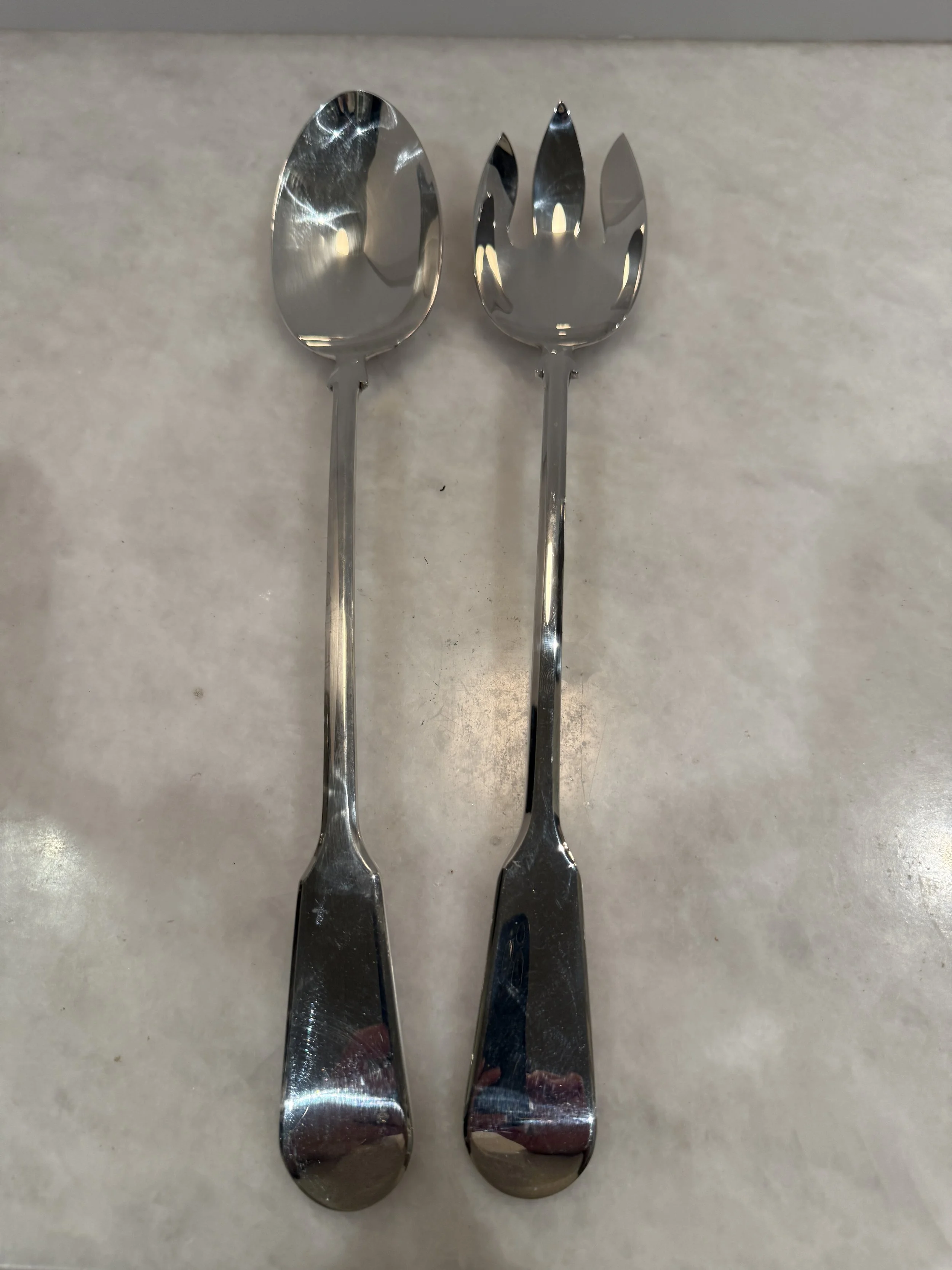 VINTAGE SILVERPLATE SALAD FORK AND SPOON SERVERS - SOLD