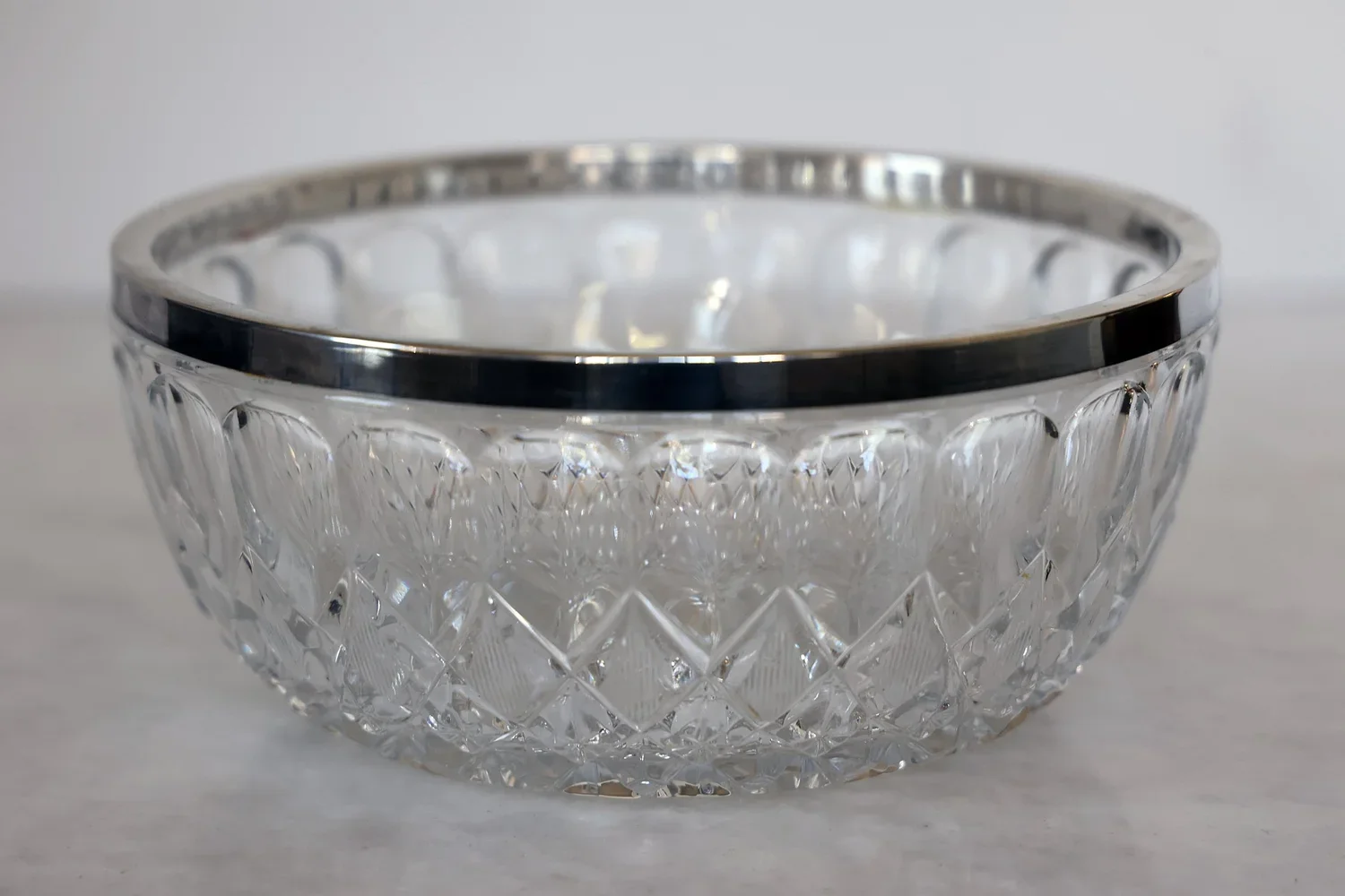 VINTAGE 197OS GORHAM SILVERPLATE AND CUT CRYSTAL 12 IN. BOWL - GORHAM - SOLD