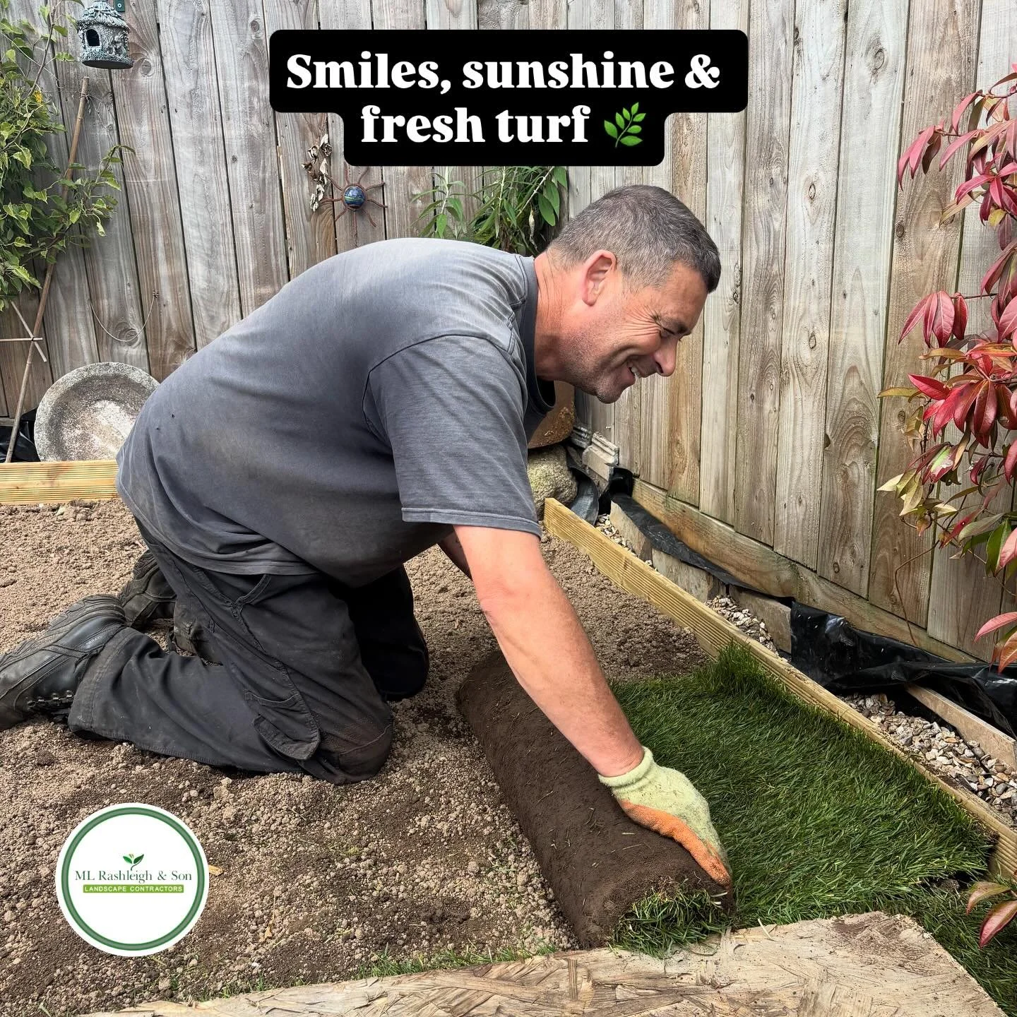 There&rsquo;s something about laying fresh turf that never gets old. 🌱
That awesome transformation, from mud to lush green in a morning. 🏡

Here&rsquo;s boss man Tom, doing what he does best (and having a good laugh while he&rsquo;s at it). 💚

Day