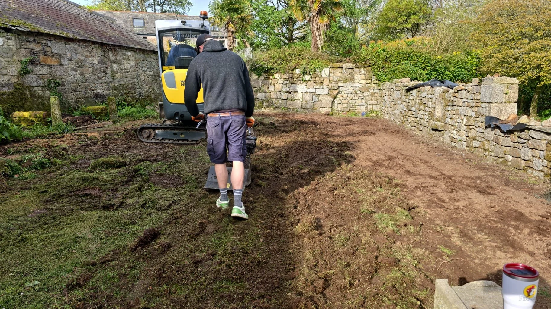 Ground levelling and lawn preparation work carried out by ML Rashleigh & Son in Cornwall