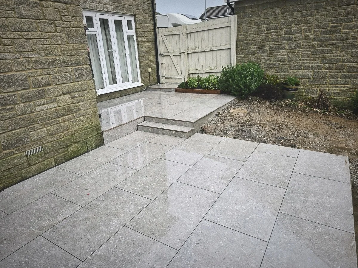 New patio and garden landscaping project completed at a home in Cornwall by ML Rashleigh Landscaping
