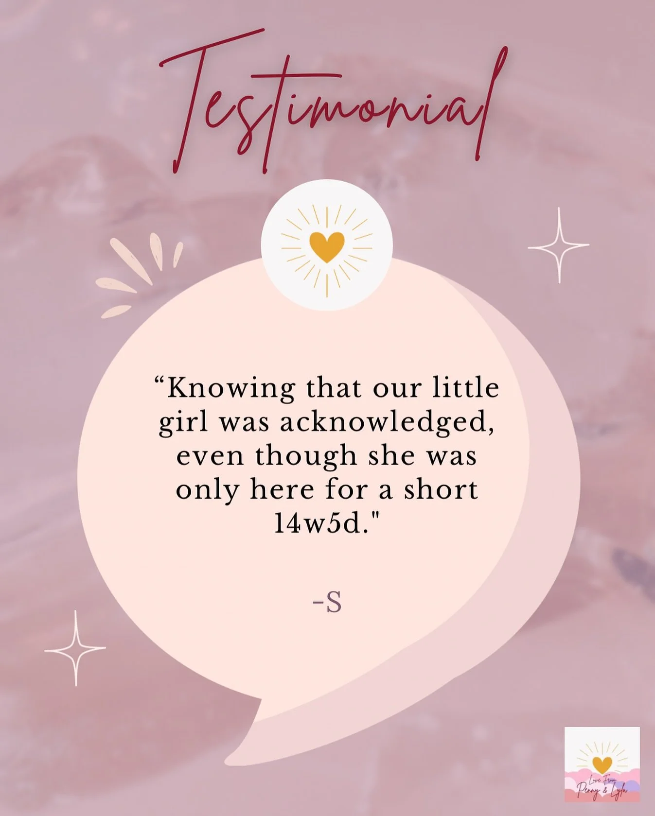 💖 Testimonial

This is what it&rsquo;s all about - this is the reason we exist. All little babes matter, regardless of how long there were here ✨

🌤️