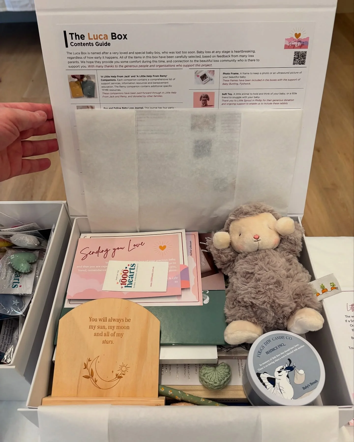 💫 Care Boxes 💫

💝 Our Luca Care Boxes contain carefully selected items to help bereaved parents celebrate, honour and remember babies who didn&rsquo;t get to stay. 

✨ All of the items are chosen with purpose and intent, from local and loss parent